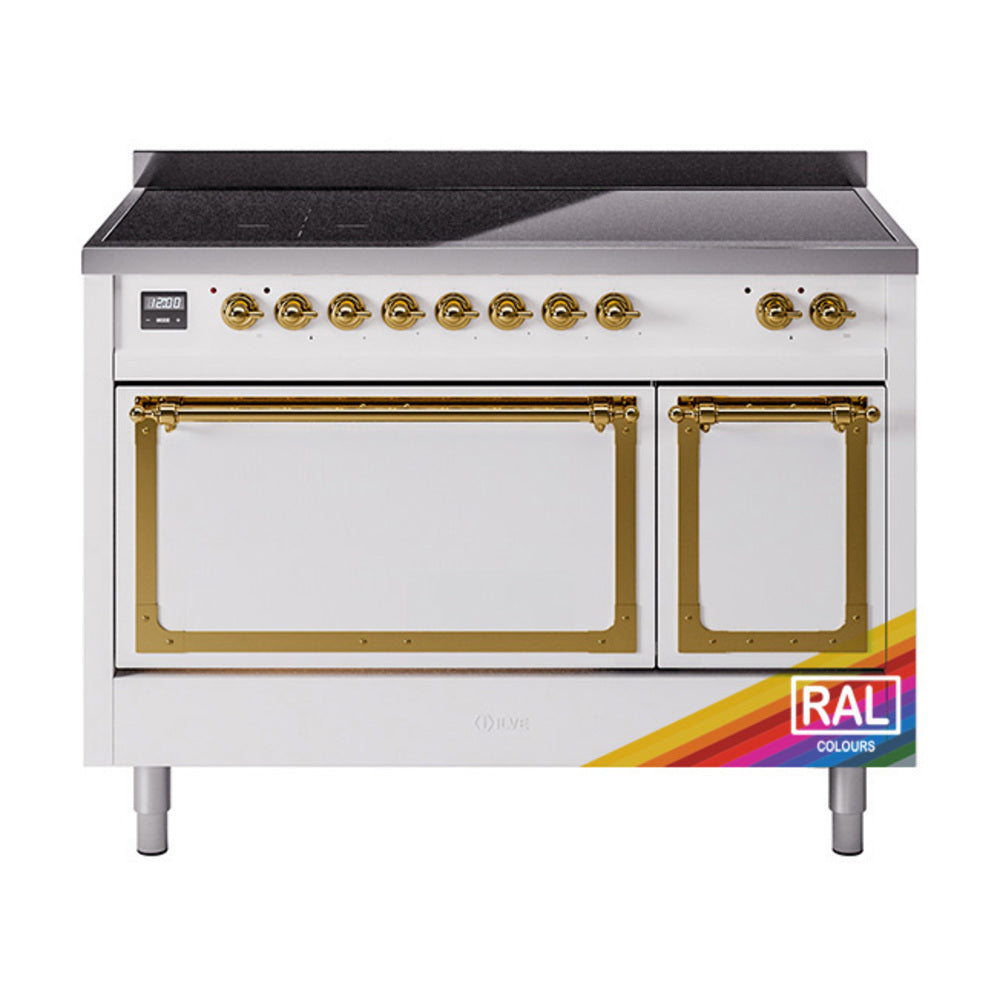 ILVE Nostalgie II Noblesse 48" Induction Freestanding Range with Solid Door UNI486QNMP
