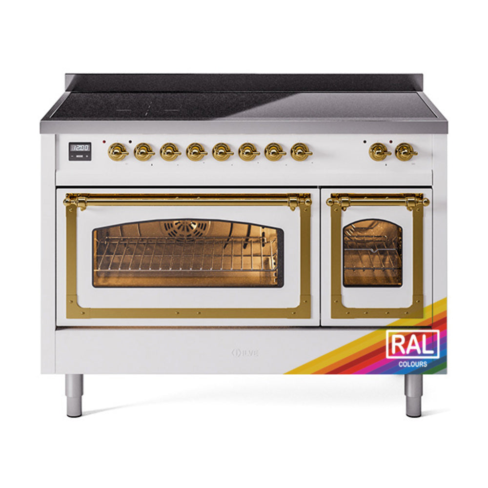 ILVE Nostalgie II Noblesse 48" Induction Freestanding Range with Triple Glass Door UNI486NMP
