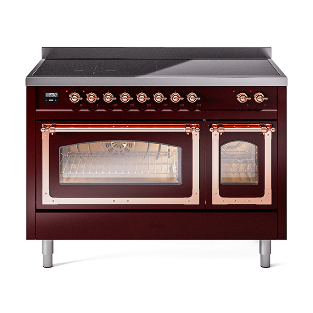 ILVE Nostalgie II Noblesse 48" Induction Freestanding Range with Triple Glass Door UNI486NMP