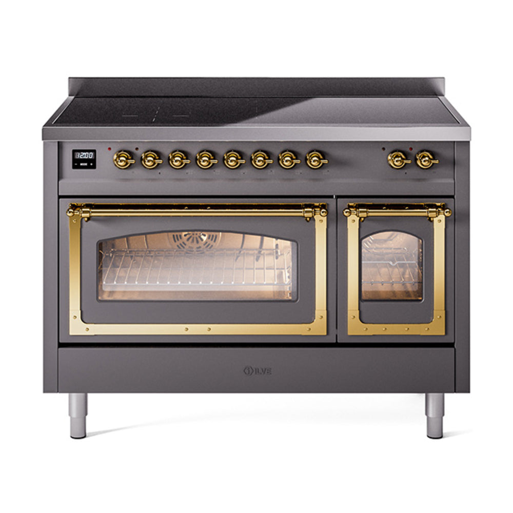 ILVE Nostalgie II Noblesse 48" Induction Freestanding Range with Triple Glass Door UNI486NMP