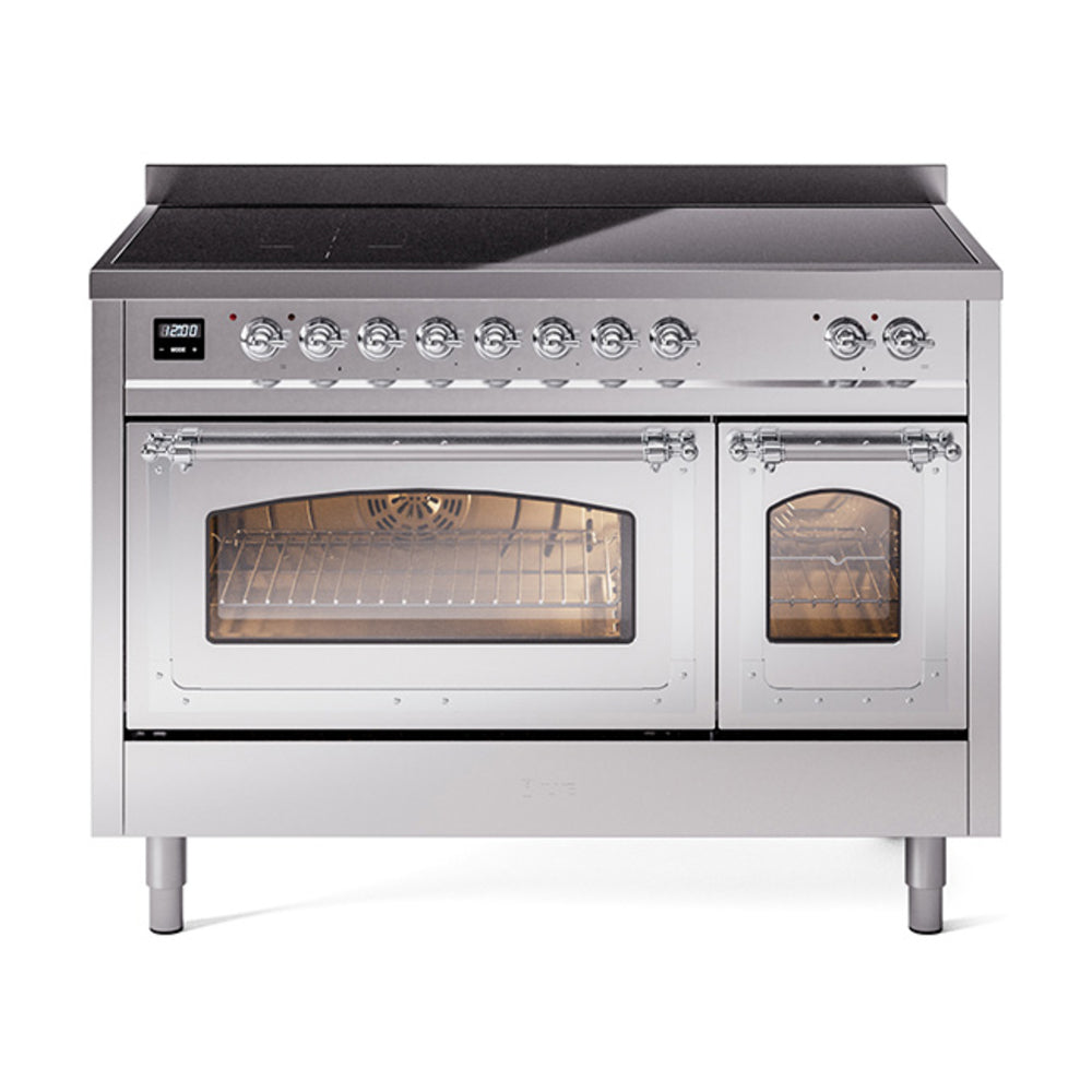 ILVE Nostalgie II Noblesse 48" Induction Freestanding Range with Triple Glass Door UNI486NMP