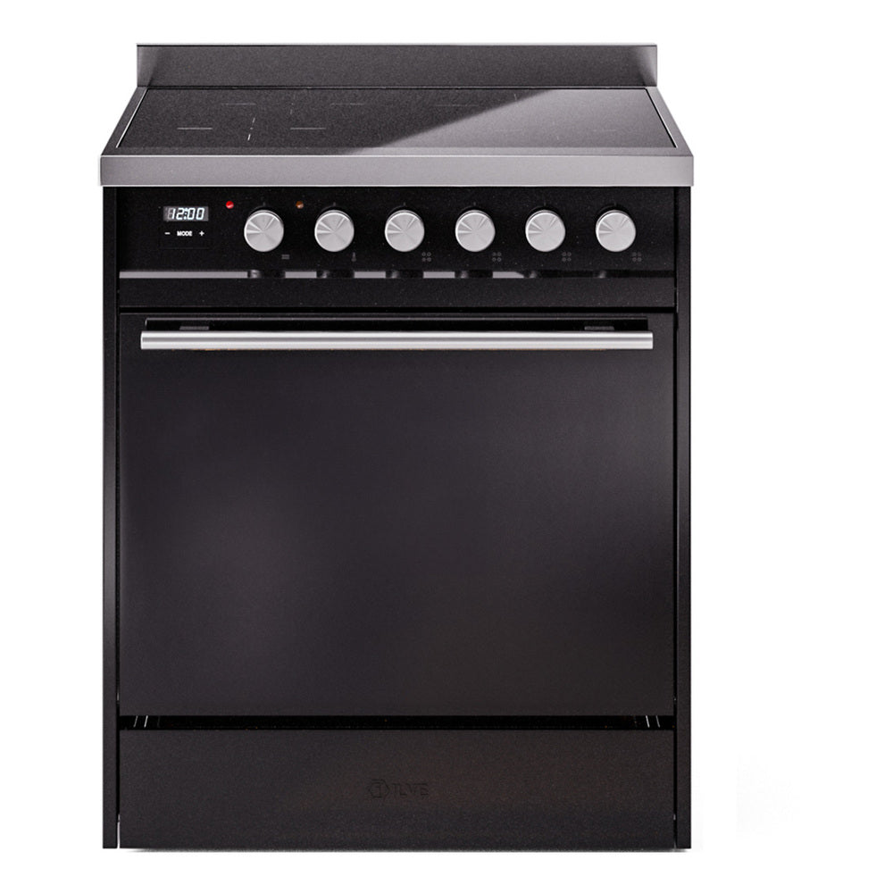 ILVE Professional Plus II 30" Electric Range with 4 Induction Elements Solid Door with Stainless Steel knobs UPI304QMP