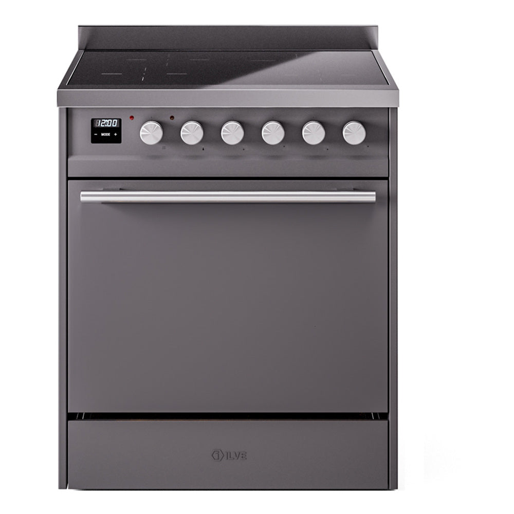 ILVE Professional Plus II 30" Electric Range with 4 Induction Elements Solid Door with Stainless Steel knobs UPI304QMP