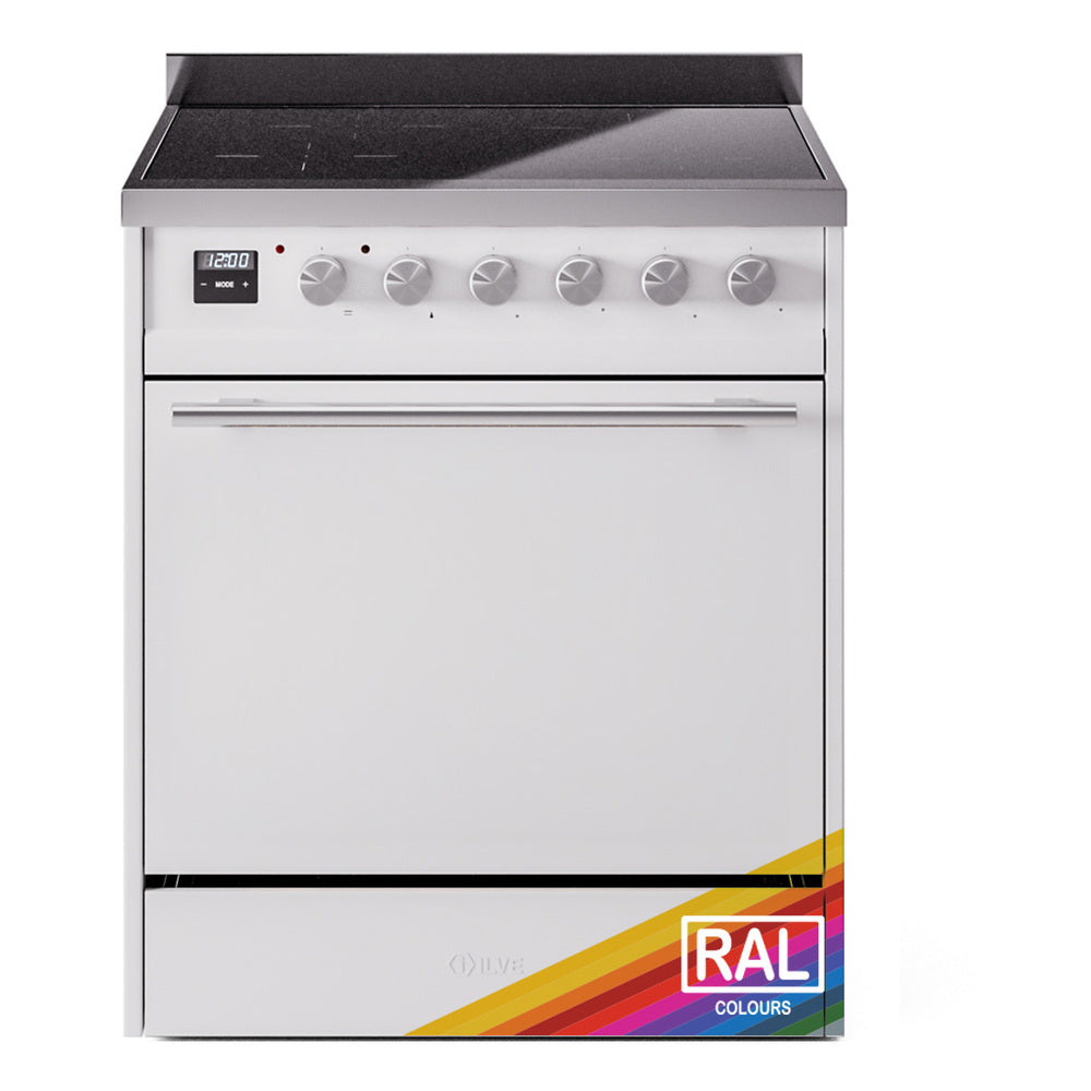 ILVE Professional Plus II 30" Electric Range with 4 Induction Elements Solid Door with Stainless Steel knobs UPI304QMP