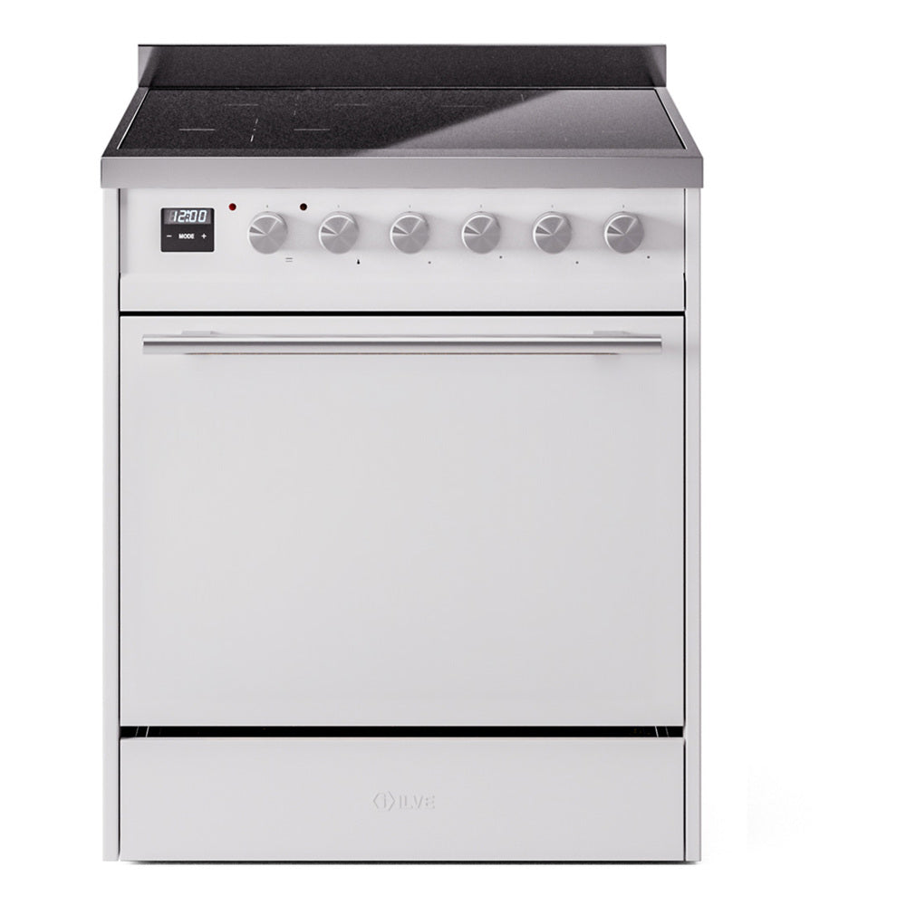 ILVE Professional Plus II 30" Electric Range with 4 Induction Elements Solid Door with Stainless Steel knobs UPI304QMP