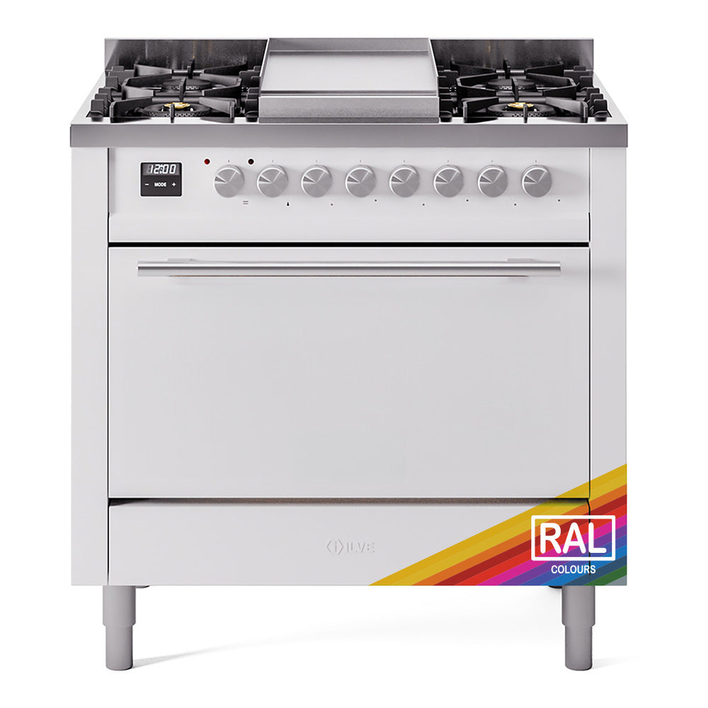 ILVE Professional Plus II 36" Dual Fuel Range 6 Sealed Burners with Solid Door UP36FQMP