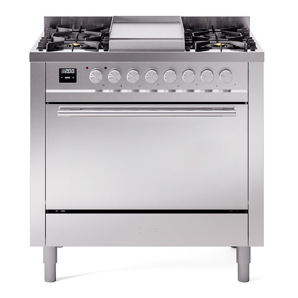 ILVE Professional Plus II 36" Dual Fuel Range 6 Sealed Burners with Solid Door UP36FQMP