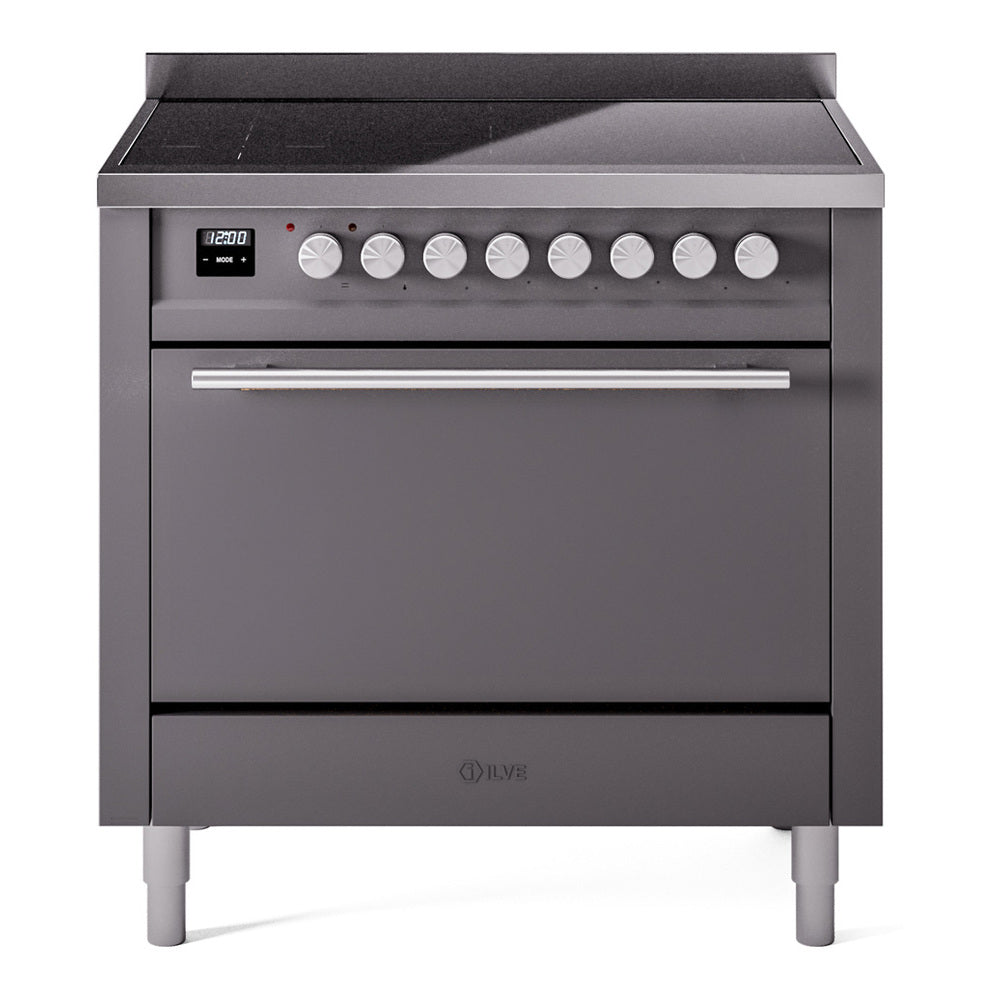 ILVE Professional Plus II 36" Electric Range with 6 Induction Elements Solid Door with Stainless Steel knobs UPI366QMP