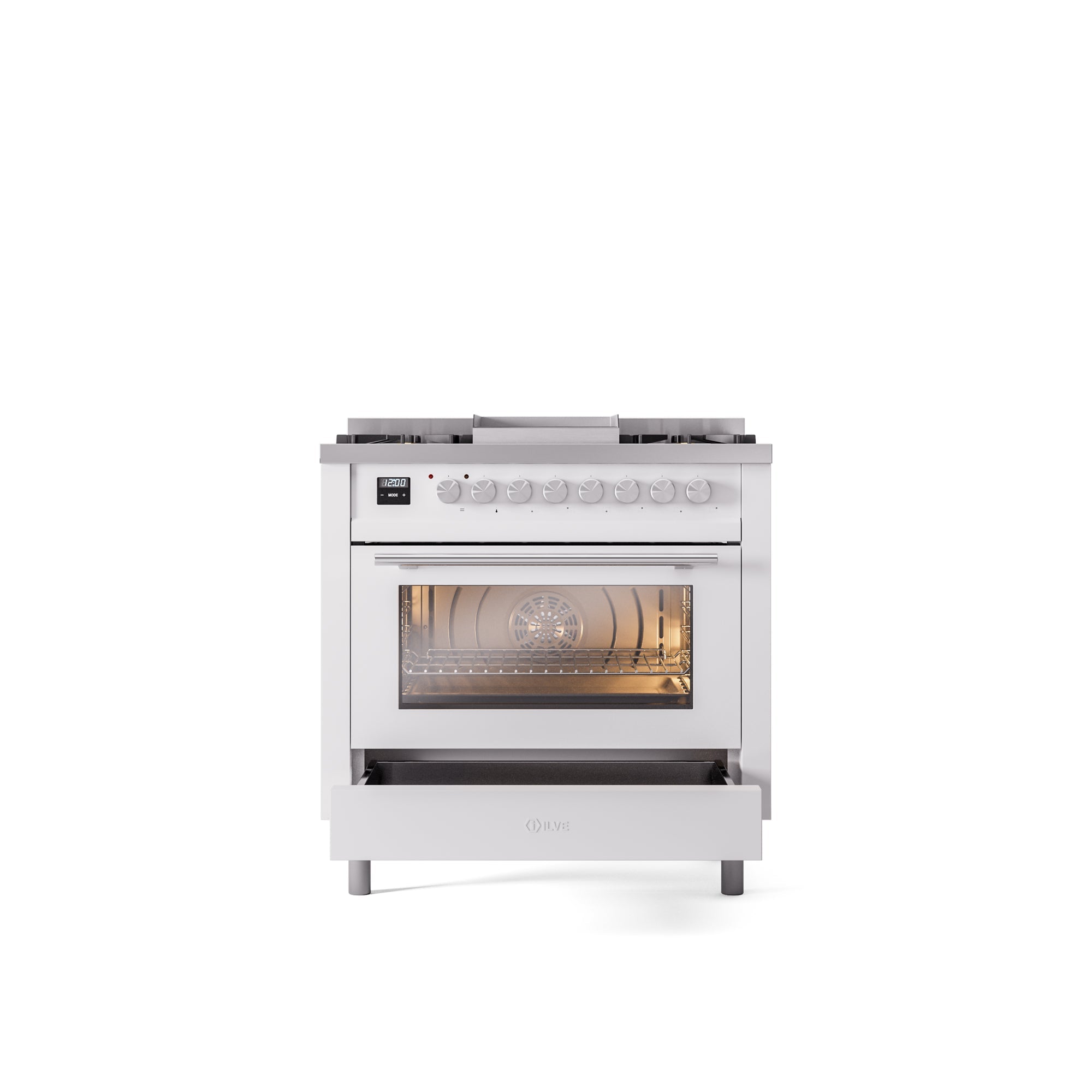 ILVE Professional Plus II 36Inch Freestanding Dual Fuel Range with 6 Sealed Burner UP36FWMP