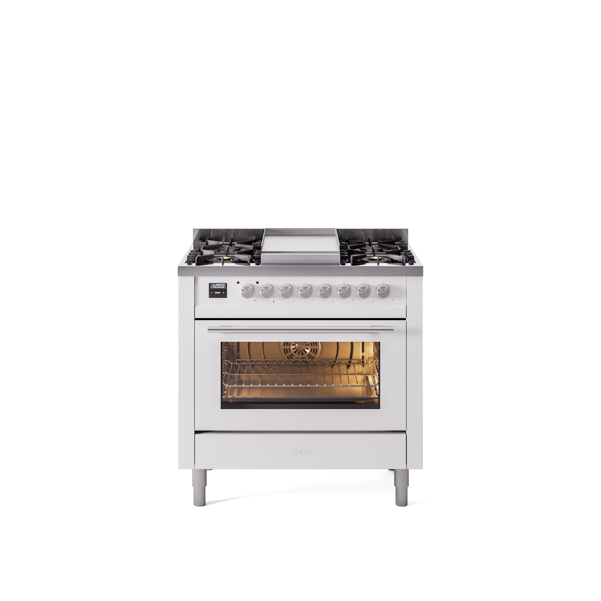 ILVE Professional Plus II 36Inch Freestanding Dual Fuel Range with 6 Sealed Burner UP36FWMP