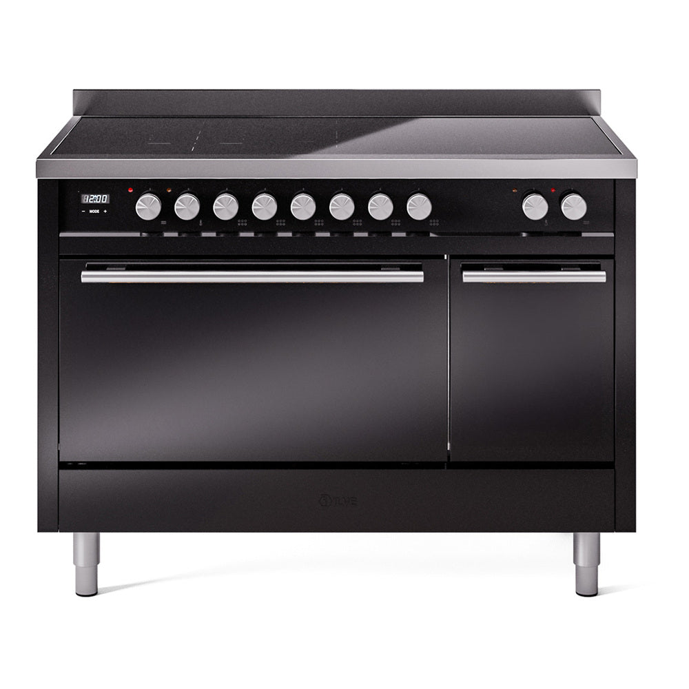 ILVE Professional Plus II 48" Electric Range with 6 Induction Elements Solid Door with Stainless Steel knobs UPI486QMP