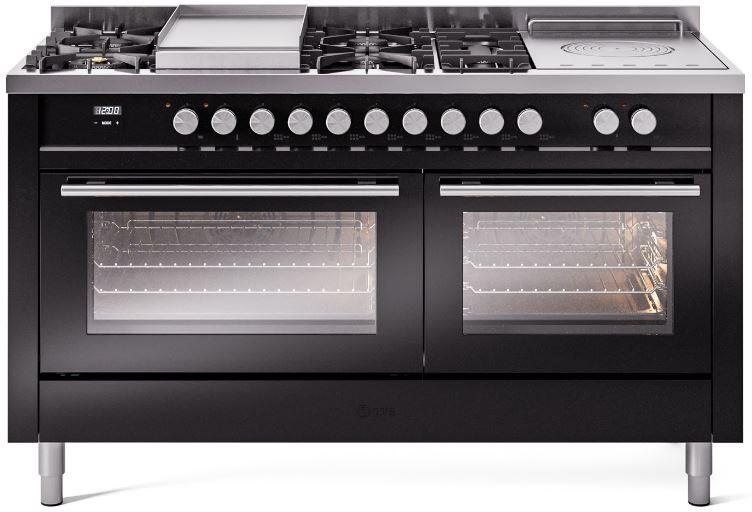 ILVE Professional Plus II 60 Inch Dual Fuel Freestanding Range in Stainless Steel with Trim UP60FSWMP