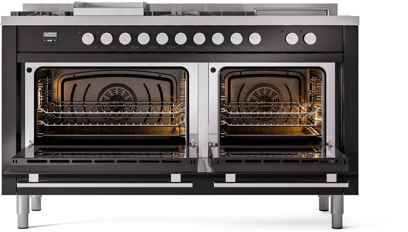 ILVE Professional Plus II 60 Inch Dual Fuel Freestanding Range in Stainless Steel with Trim UP60FSWMP