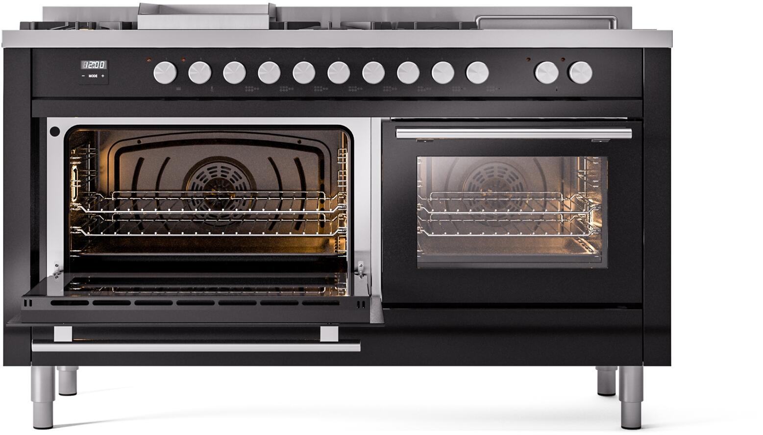 ILVE Professional Plus II 60 Inch Dual Fuel Freestanding Range in Stainless Steel with Trim UP60FSWMP