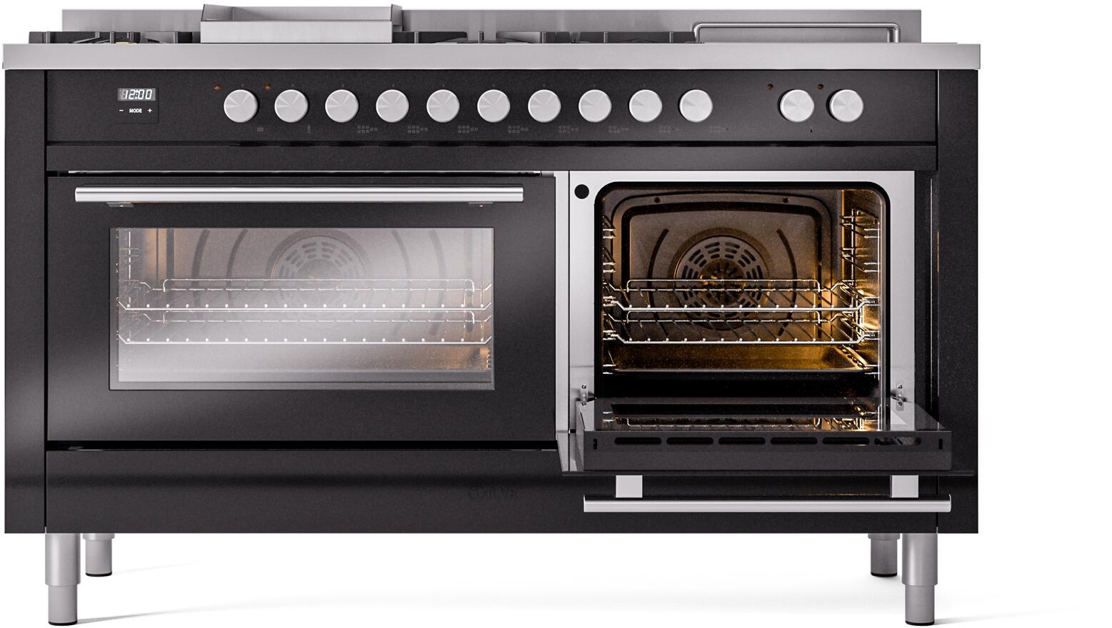 ILVE Professional Plus II 60 Inch Dual Fuel Freestanding Range in Stainless Steel with Trim UP60FSWMP