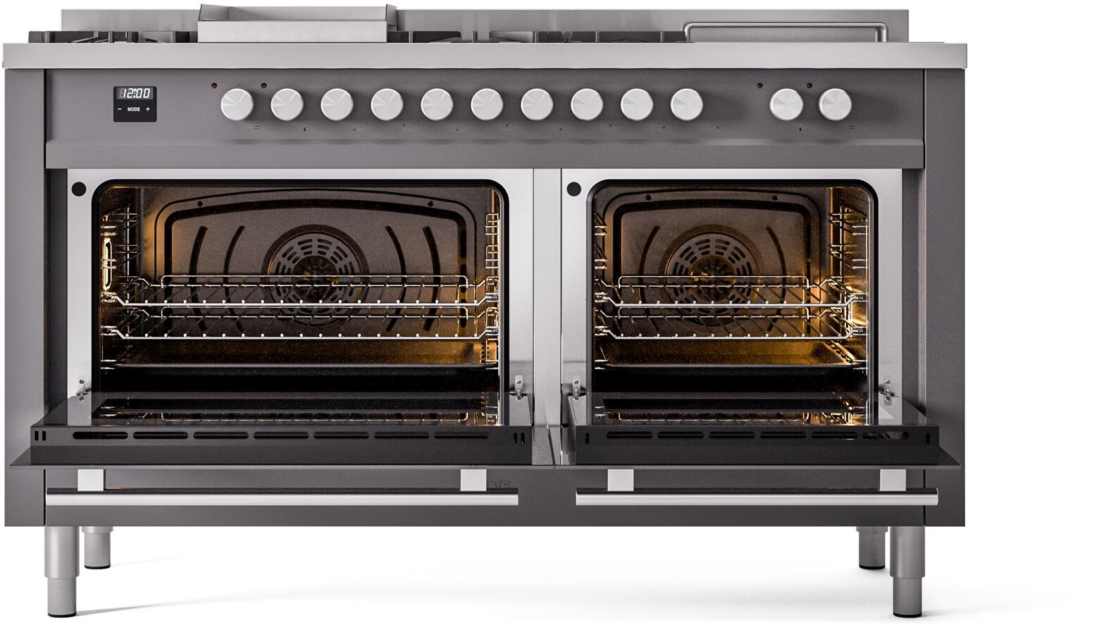 ILVE Professional Plus II 60 Inch Dual Fuel Freestanding Range in Stainless Steel with Trim UP60FSWMP