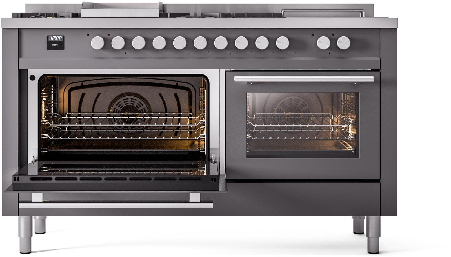 ILVE Professional Plus II 60 Inch Dual Fuel Freestanding Range in Stainless Steel with Trim UP60FSWMP
