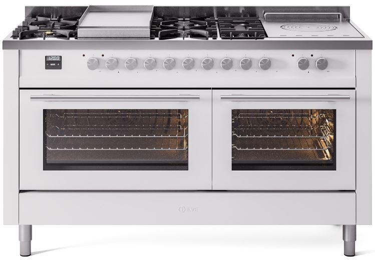 ILVE Professional Plus II 60 Inch Dual Fuel Freestanding Range in Stainless Steel with Trim UP60FSWMP