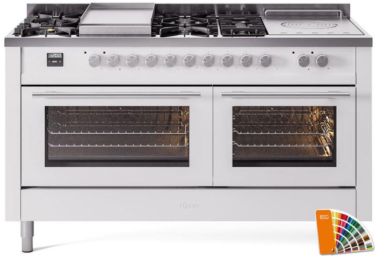 ILVE Professional Plus II 60 Inch Dual Fuel Freestanding Range in Stainless Steel with Trim UP60FSWMP