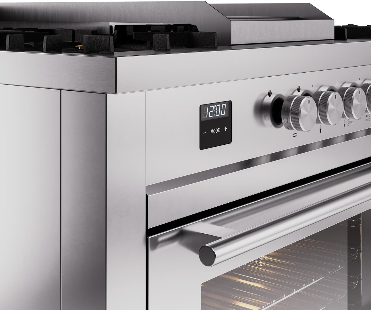 ILVE Professional Plus II 60 Inch Dual Fuel Freestanding Range in Stainless Steel with Trim UP60FSWMP