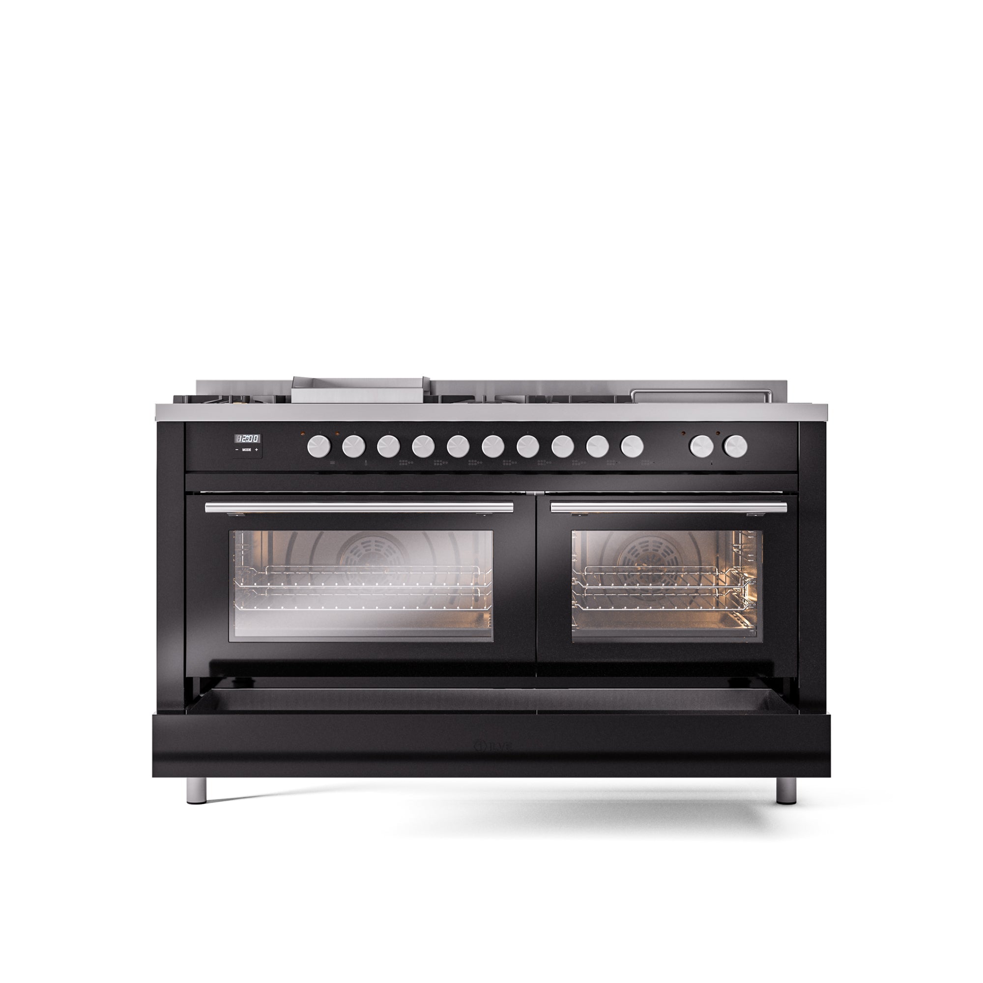 ILVE Professional Plus II 60 Inch Dual Fuel Freestanding Range in Stainless Steel with Trim UP60FSWMP