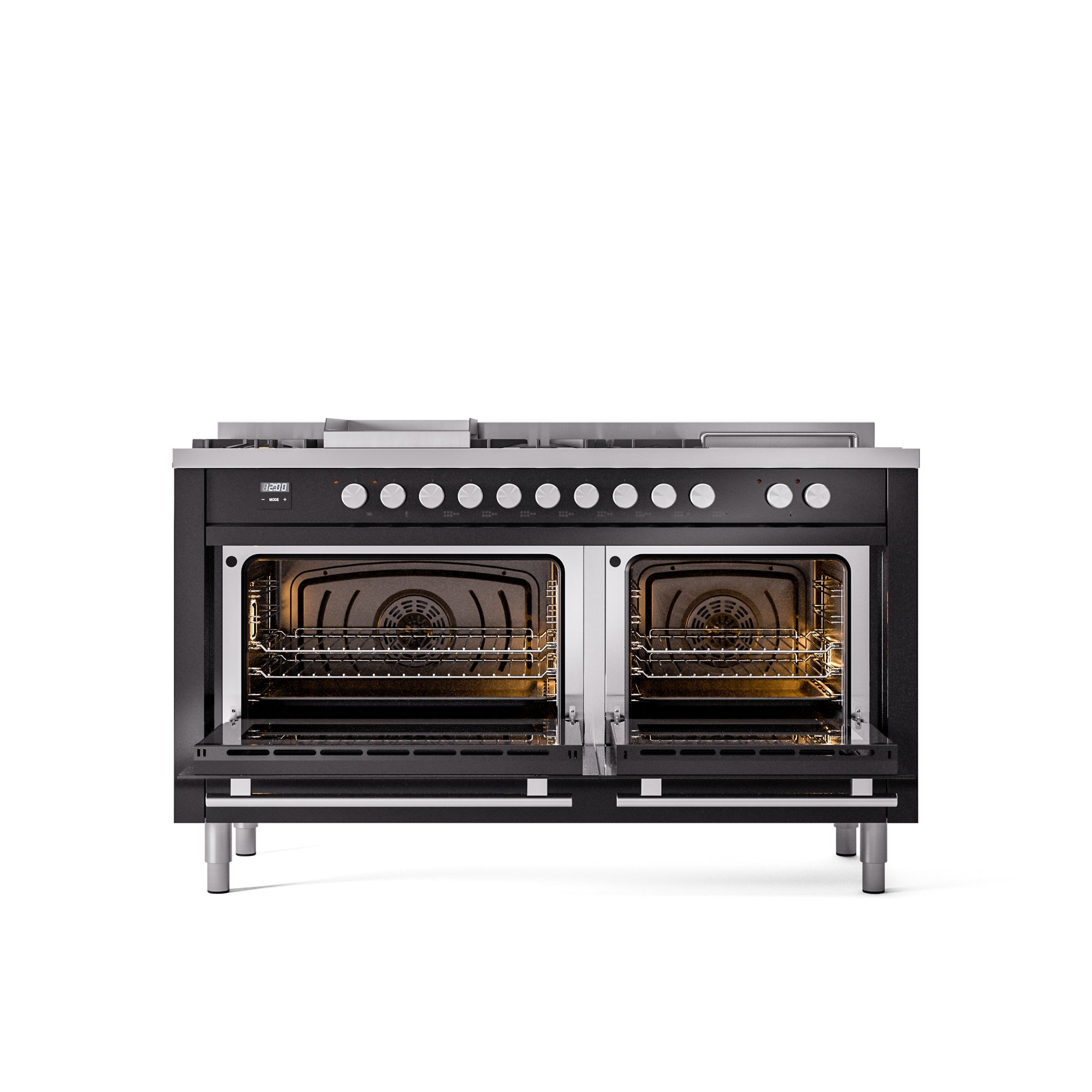 ILVE Professional Plus II 60 Inch Dual Fuel Freestanding Range in Stainless Steel with Trim UP60FSWMP