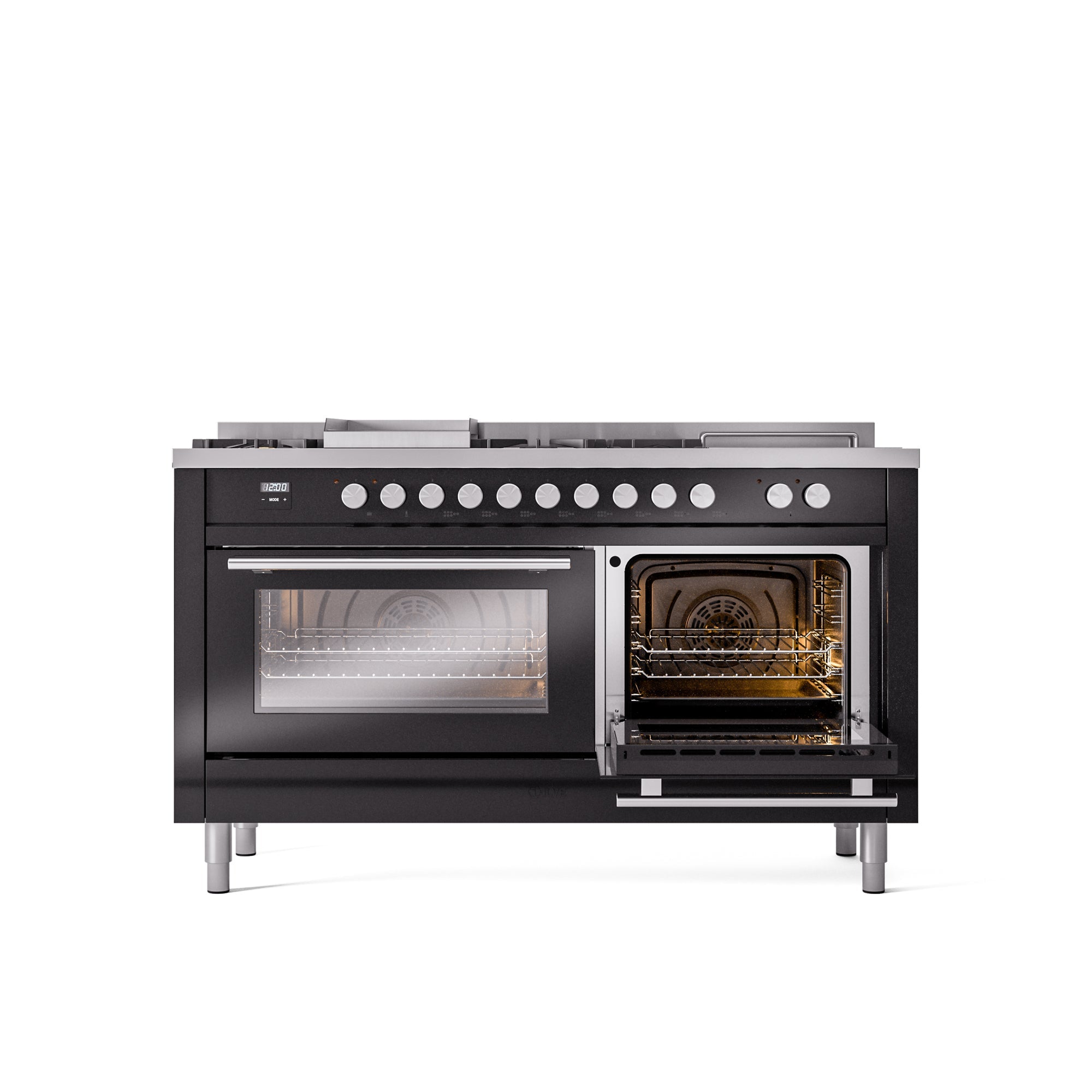 ILVE Professional Plus II 60 Inch Dual Fuel Freestanding Range in Stainless Steel with Trim UP60FSWMP