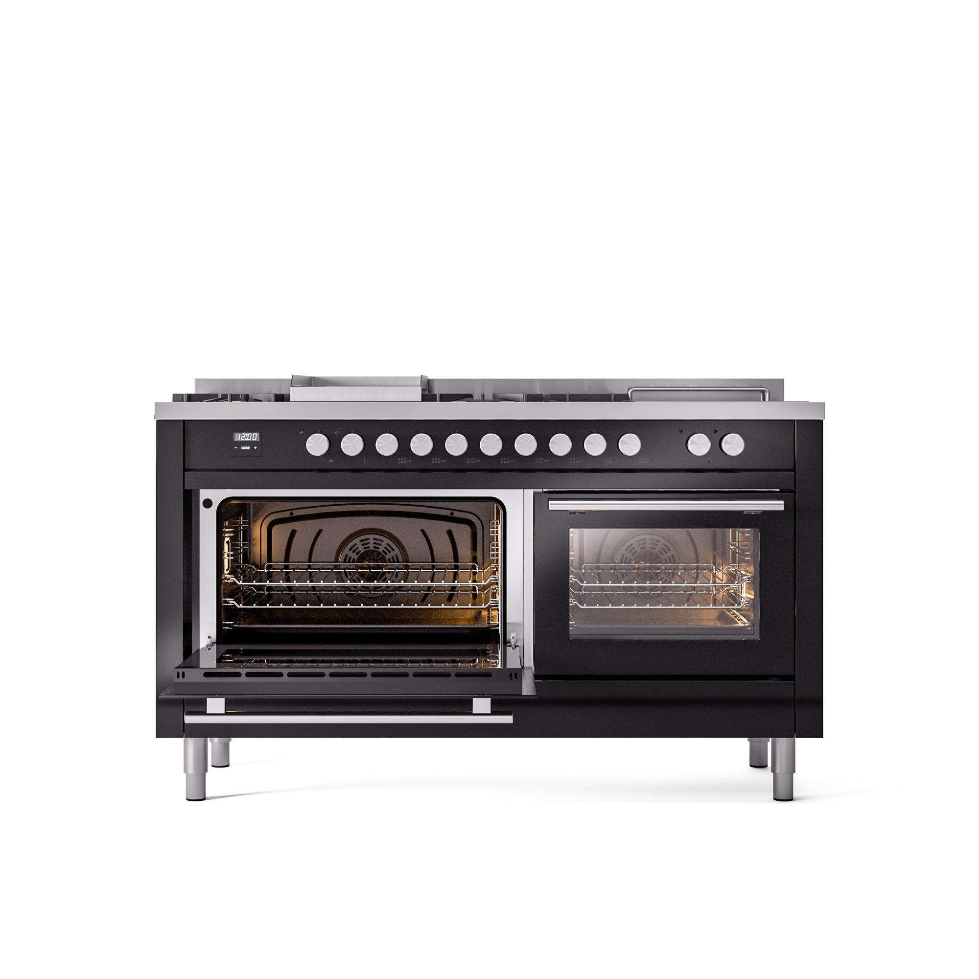 ILVE Professional Plus II 60 Inch Dual Fuel Freestanding Range in Stainless Steel with Trim UP60FSWMP