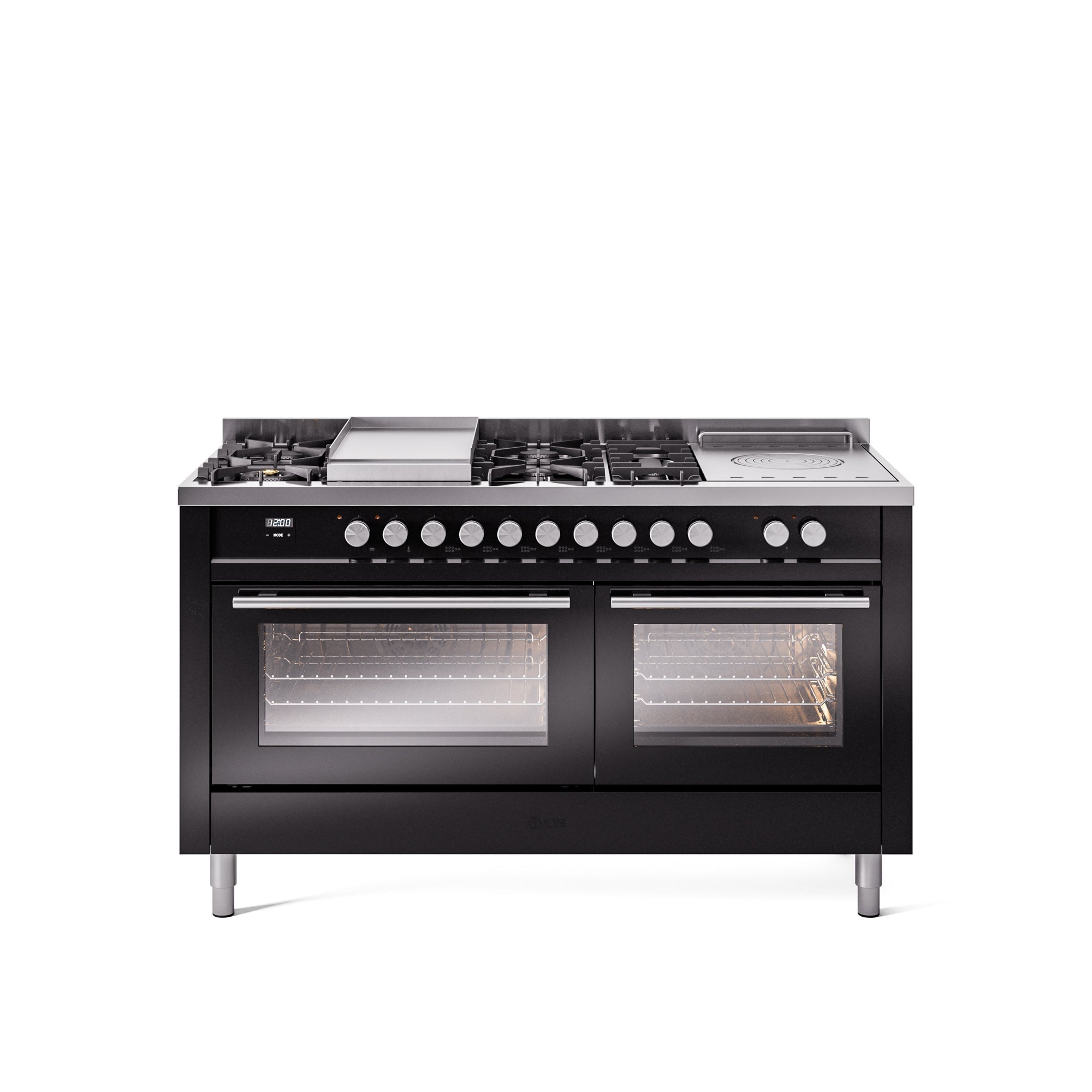 ILVE Professional Plus II 60 Inch Dual Fuel Freestanding Range in Stainless Steel with Trim UP60FSWMP