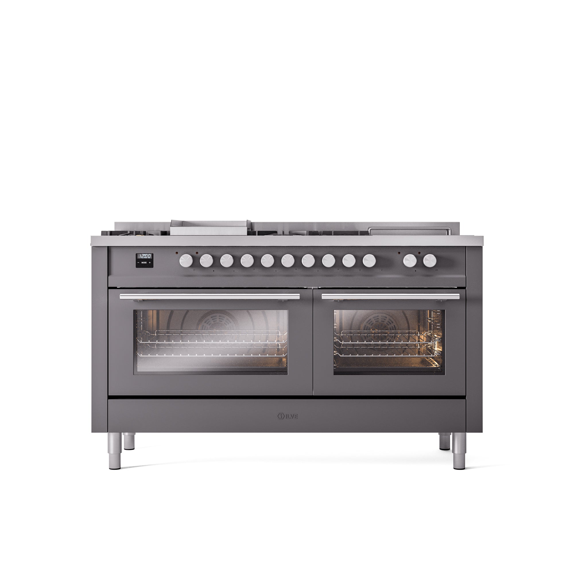 ILVE Professional Plus II 60 Inch Dual Fuel Freestanding Range in Stainless Steel with Trim UP60FSWMP