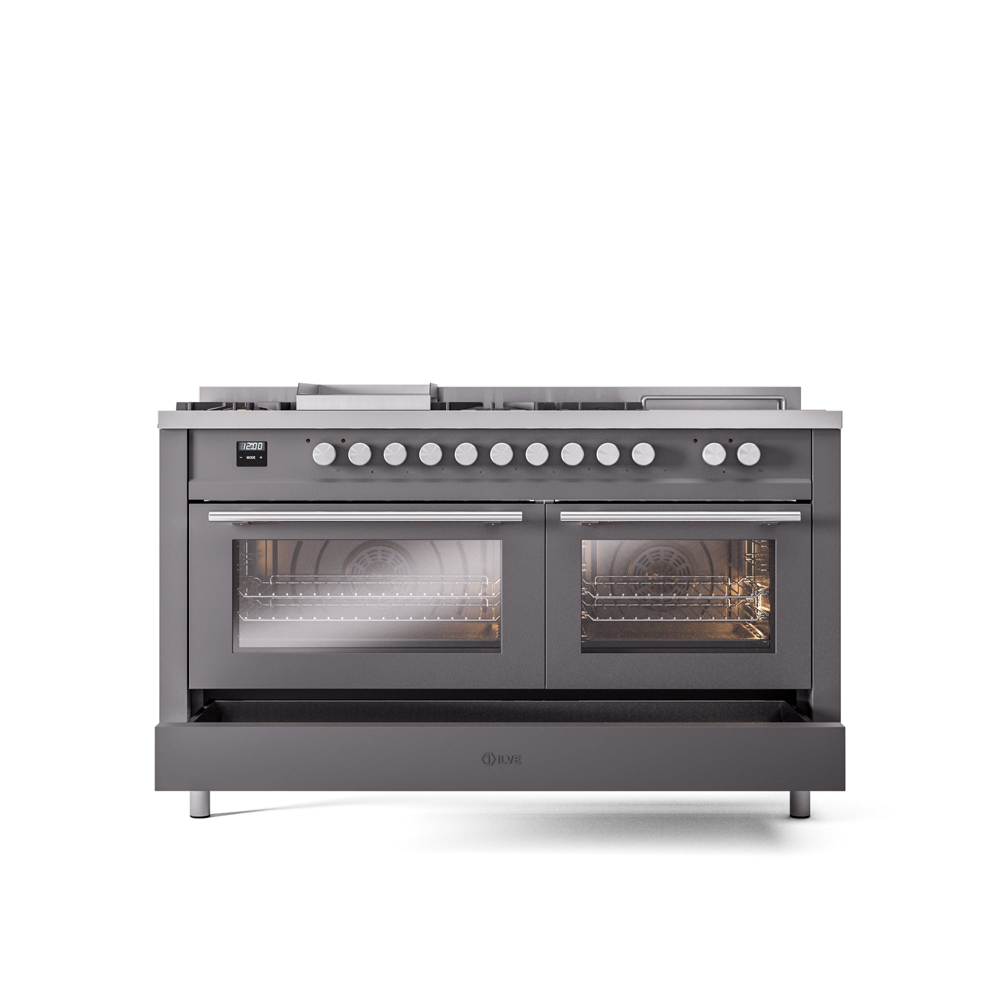 ILVE Professional Plus II 60 Inch Dual Fuel Freestanding Range in Stainless Steel with Trim UP60FSWMP