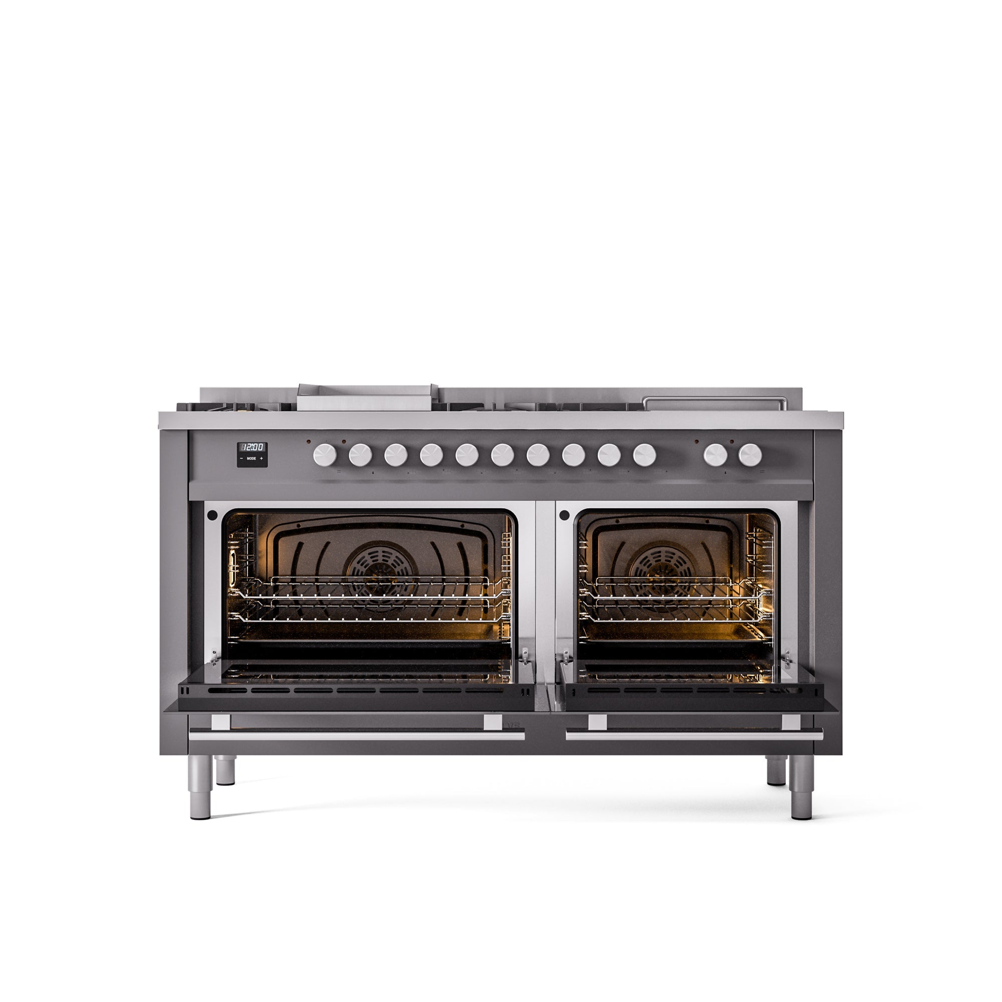ILVE Professional Plus II 60 Inch Dual Fuel Freestanding Range in Stainless Steel with Trim UP60FSWMP
