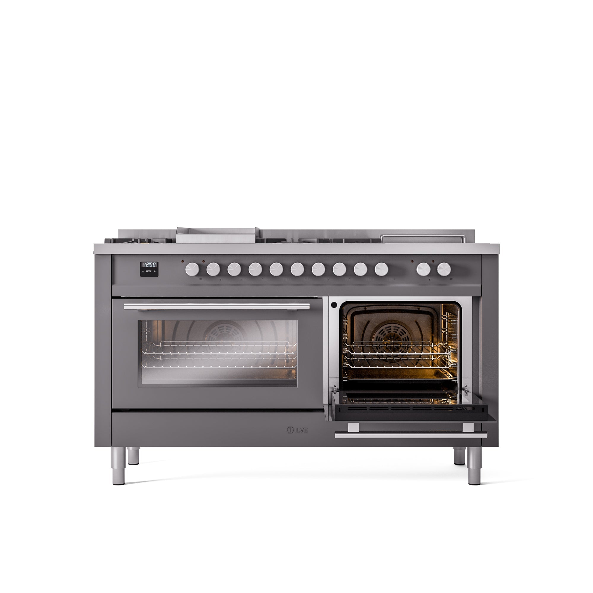 ILVE Professional Plus II 60 Inch Dual Fuel Freestanding Range in Stainless Steel with Trim UP60FSWMP