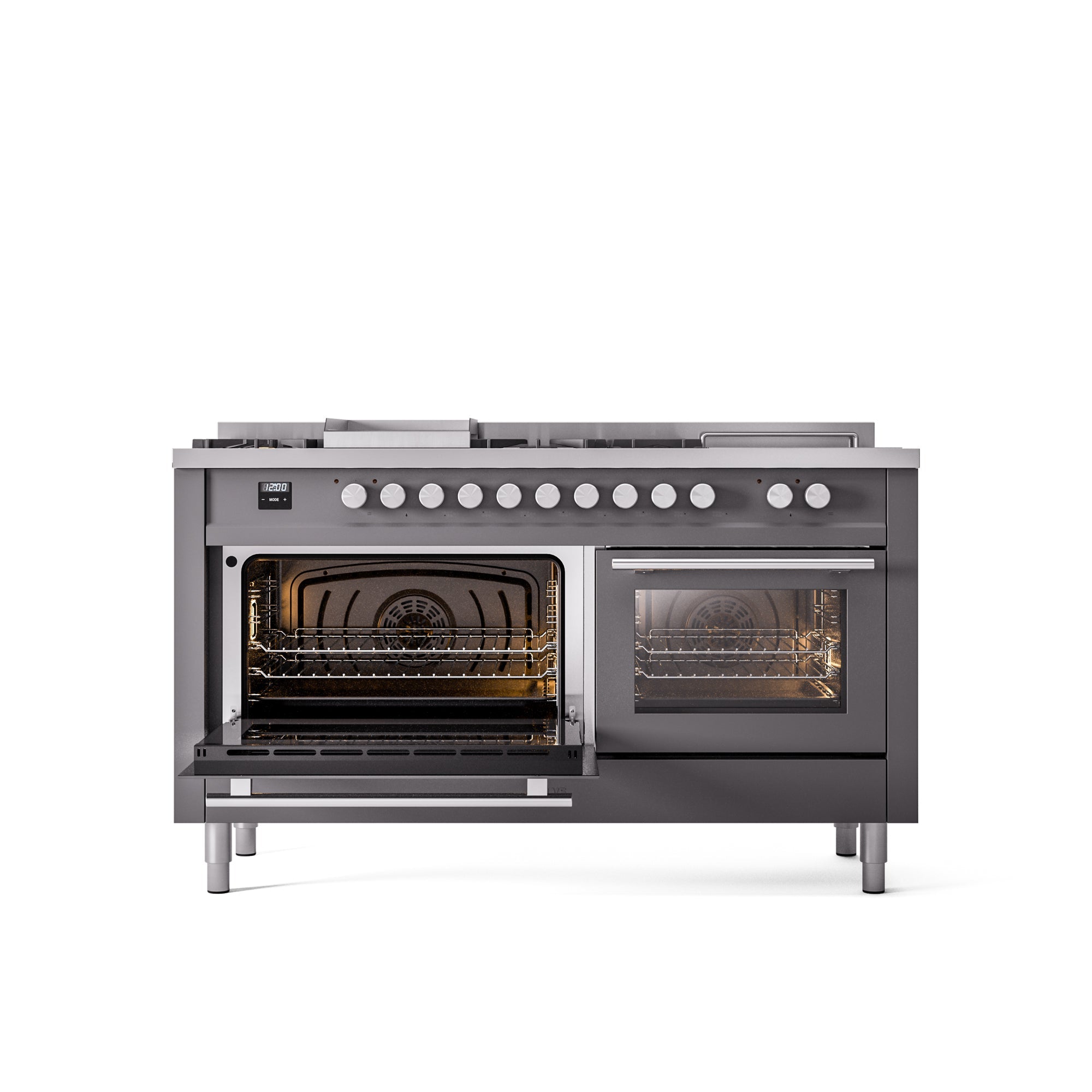 ILVE Professional Plus II 60 Inch Dual Fuel Freestanding Range in Stainless Steel with Trim UP60FSWMP