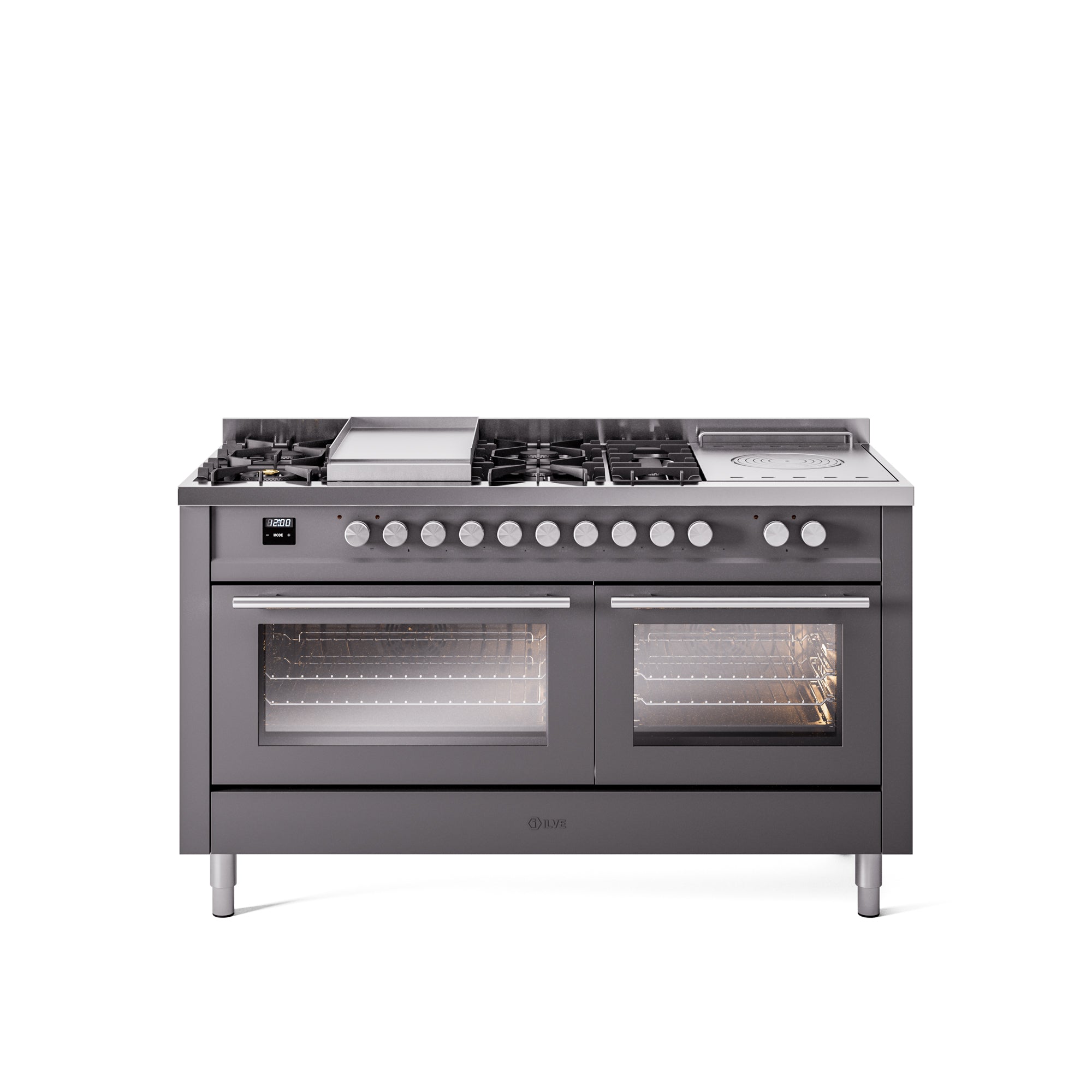 ILVE Professional Plus II 60 Inch Dual Fuel Freestanding Range in Stainless Steel with Trim UP60FSWMP
