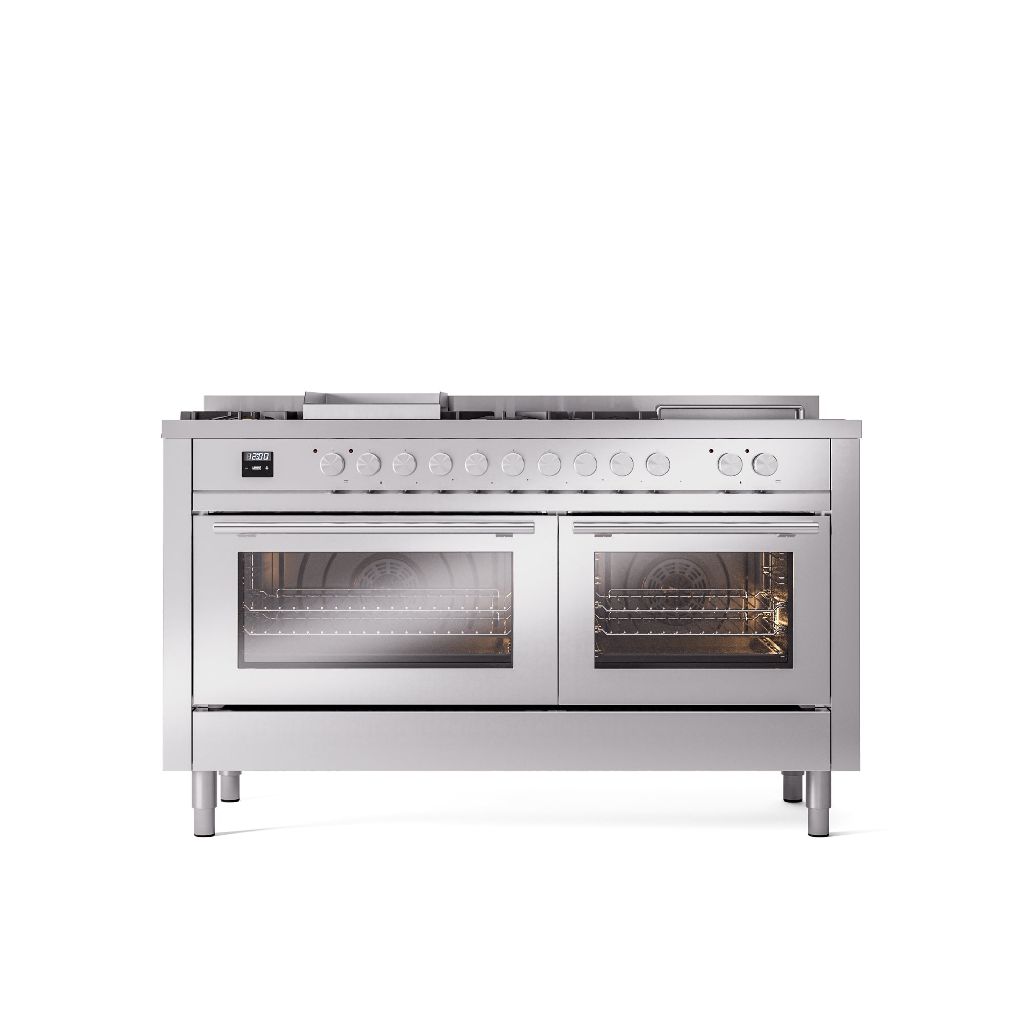 ILVE Professional Plus II 60 Inch Dual Fuel Freestanding Range in Stainless Steel with Trim UP60FSWMP