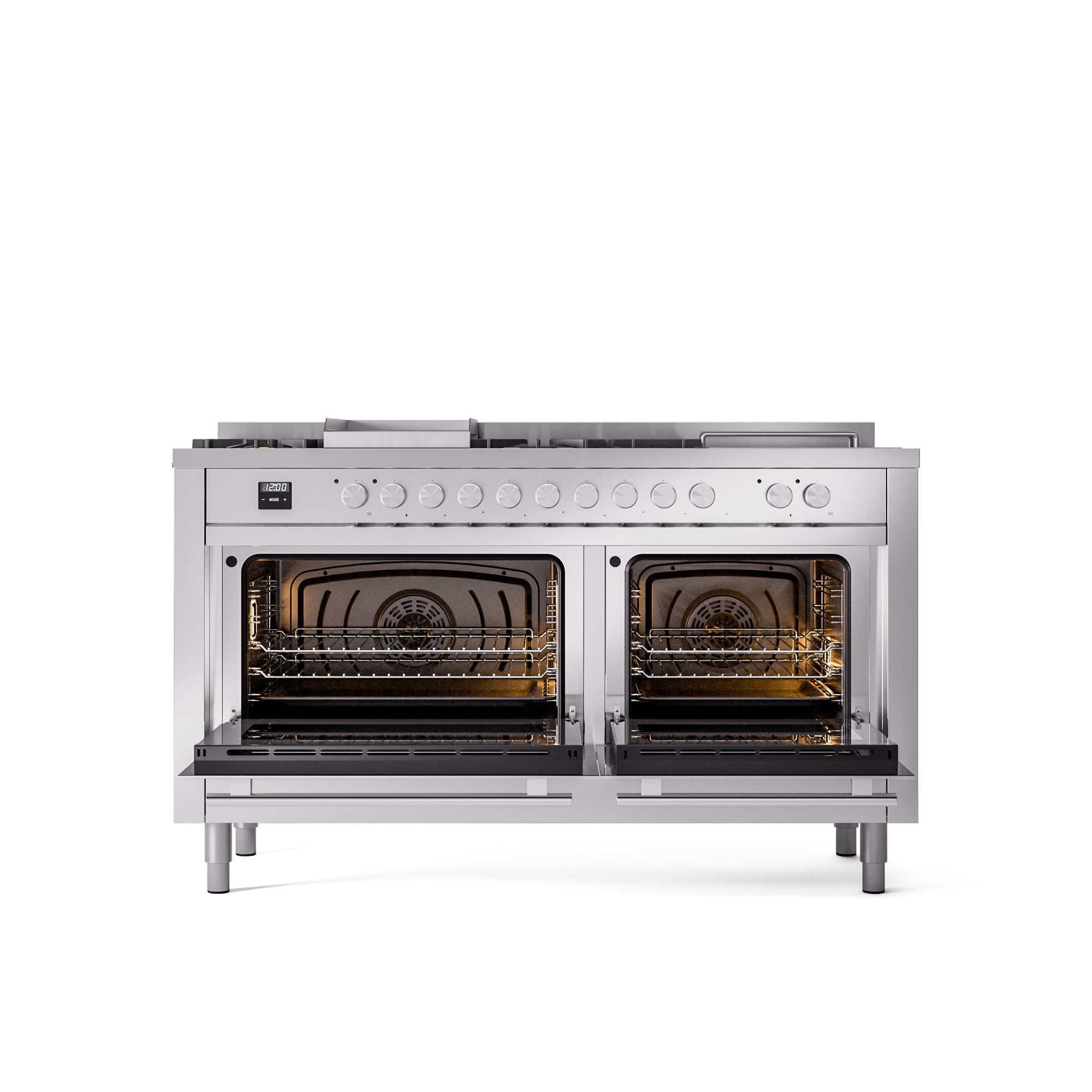 ILVE Professional Plus II 60 Inch Dual Fuel Freestanding Range in Stainless Steel with Trim UP60FSWMP
