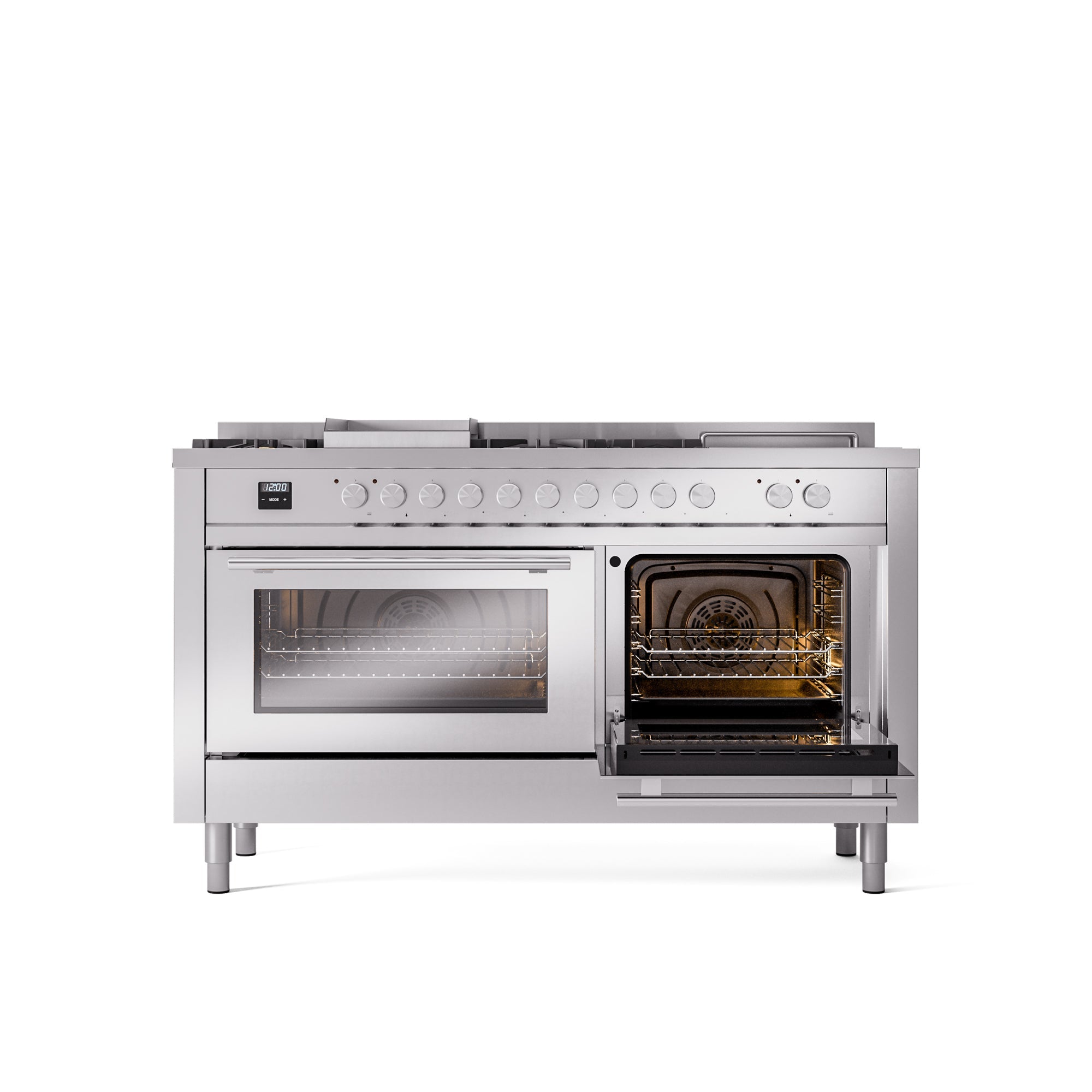ILVE Professional Plus II 60 Inch Dual Fuel Freestanding Range in Stainless Steel with Trim UP60FSWMP