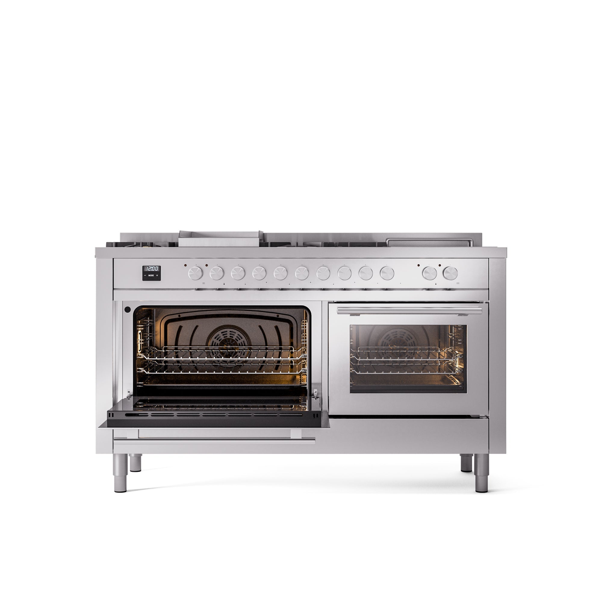 ILVE Professional Plus II 60 Inch Dual Fuel Freestanding Range in Stainless Steel with Trim UP60FSWMP