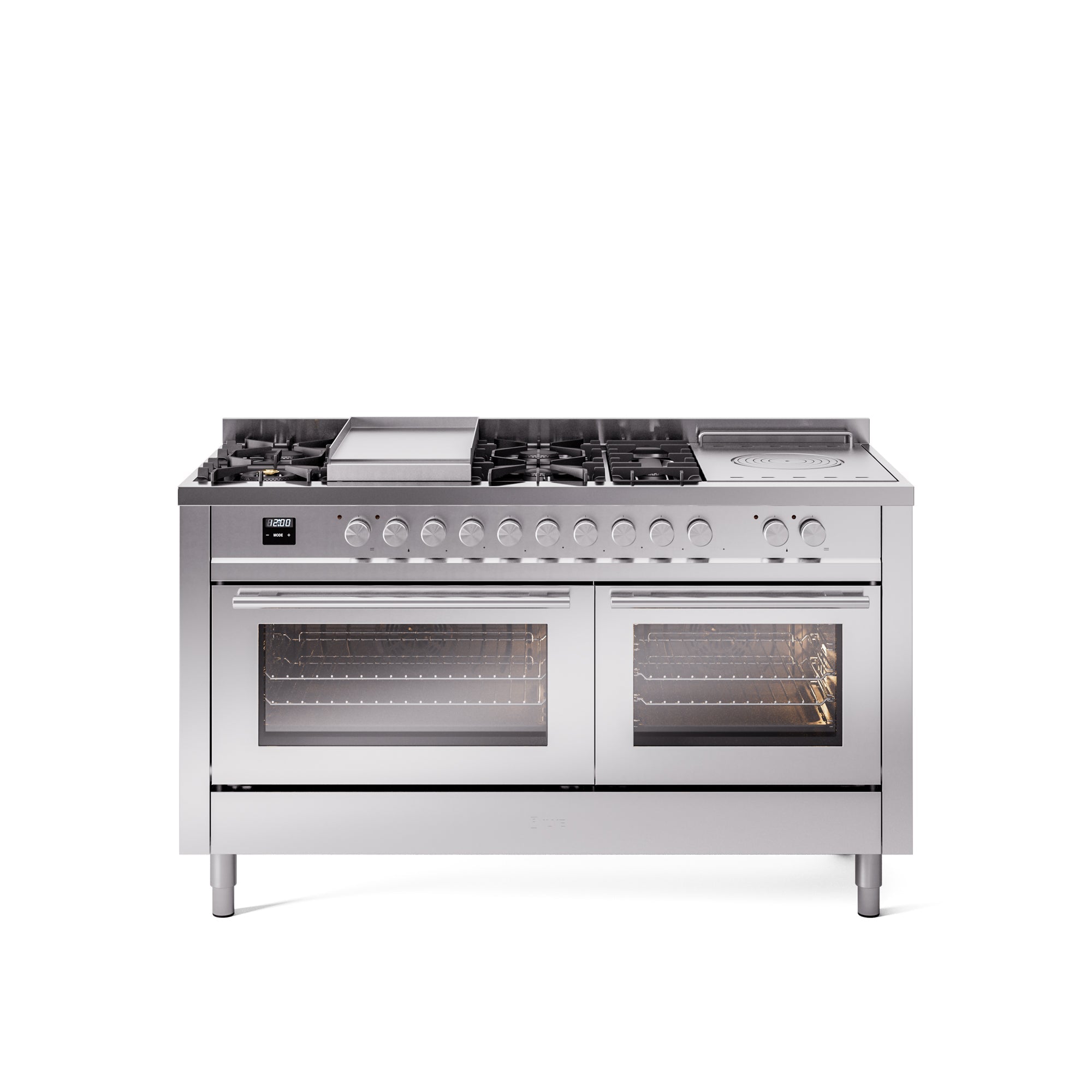 ILVE Professional Plus II 60 Inch Dual Fuel Freestanding Range in Stainless Steel with Trim UP60FSWMP