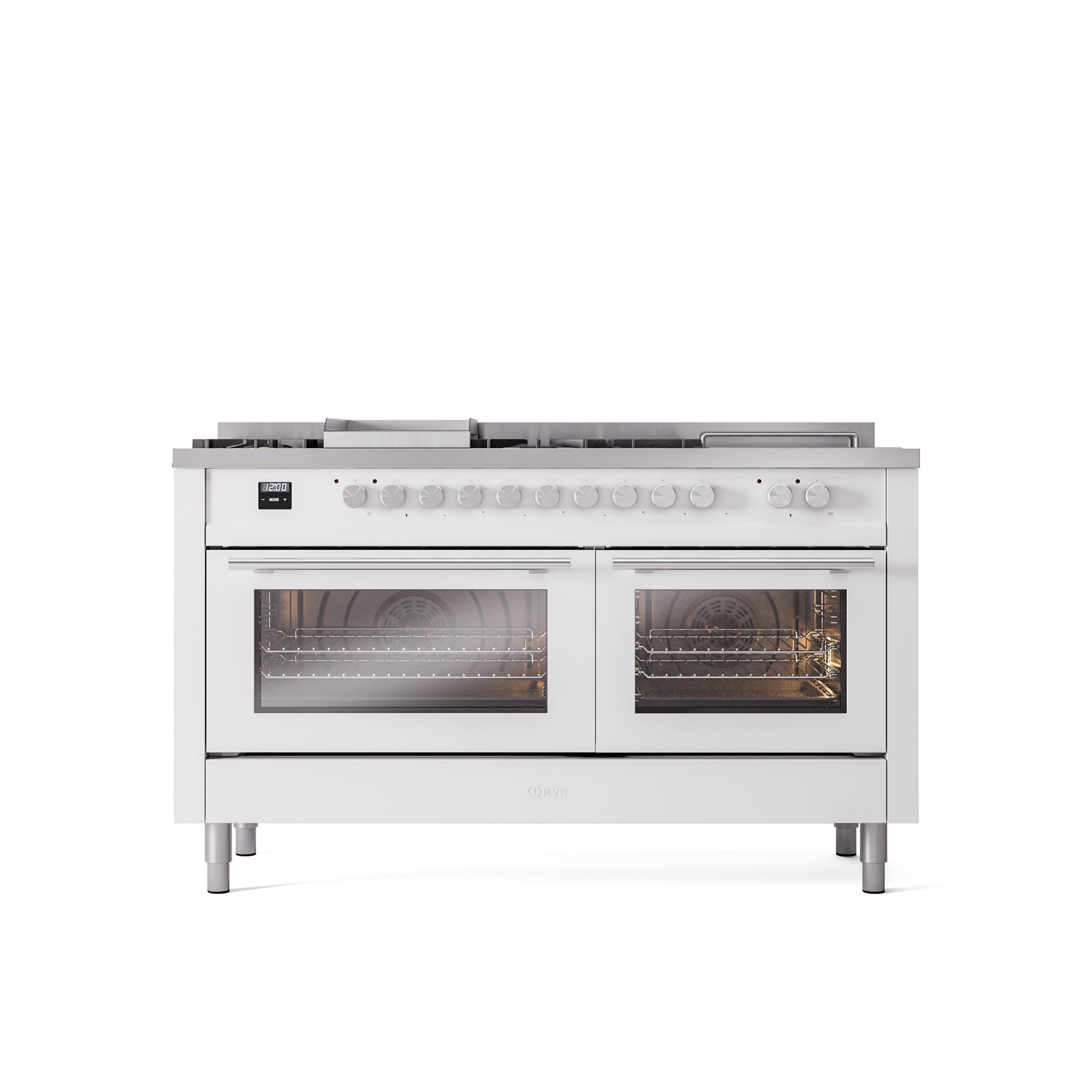 ILVE Professional Plus II 60 Inch Dual Fuel Freestanding Range in Stainless Steel with Trim UP60FSWMP