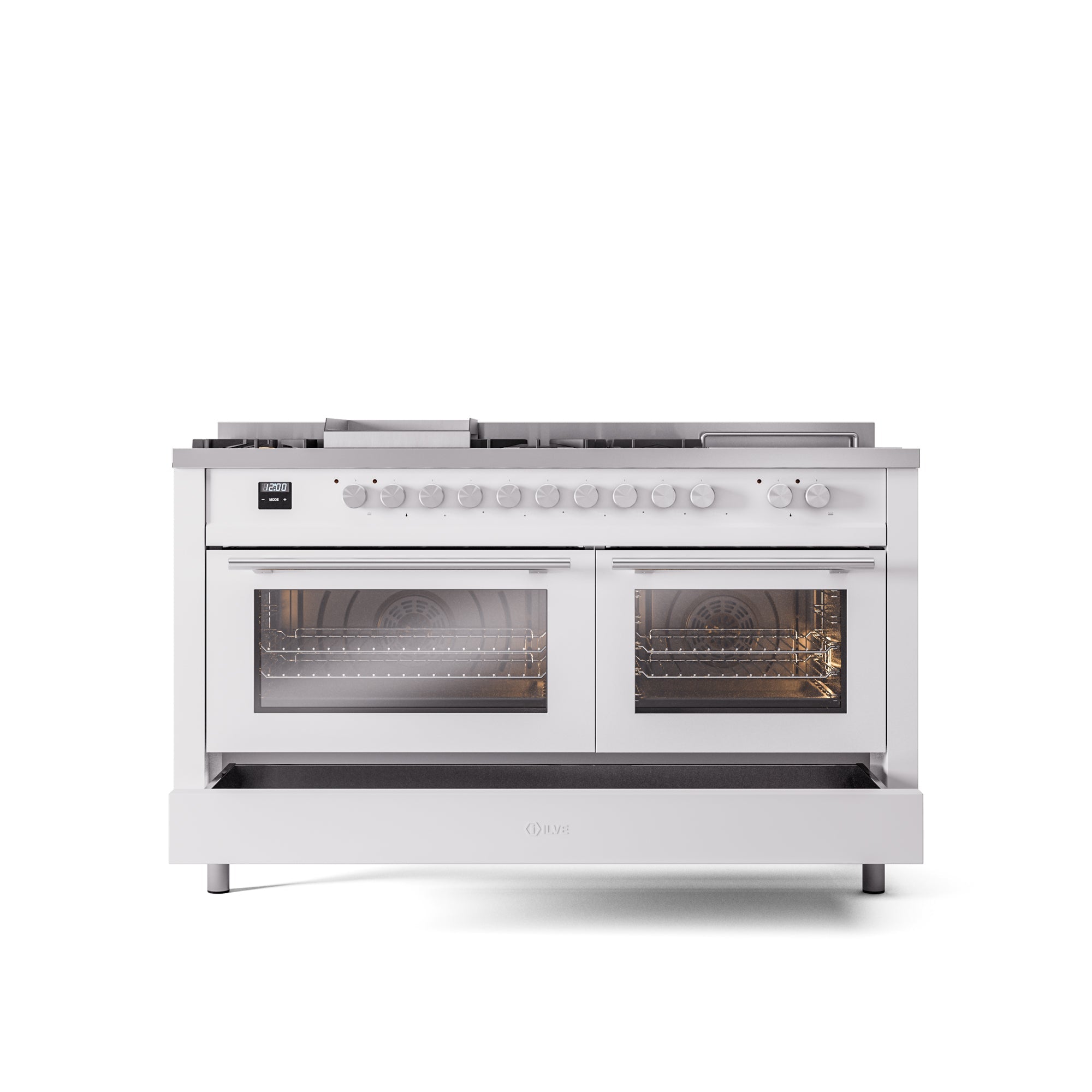 ILVE Professional Plus II 60 Inch Dual Fuel Freestanding Range in Stainless Steel with Trim UP60FSWMP