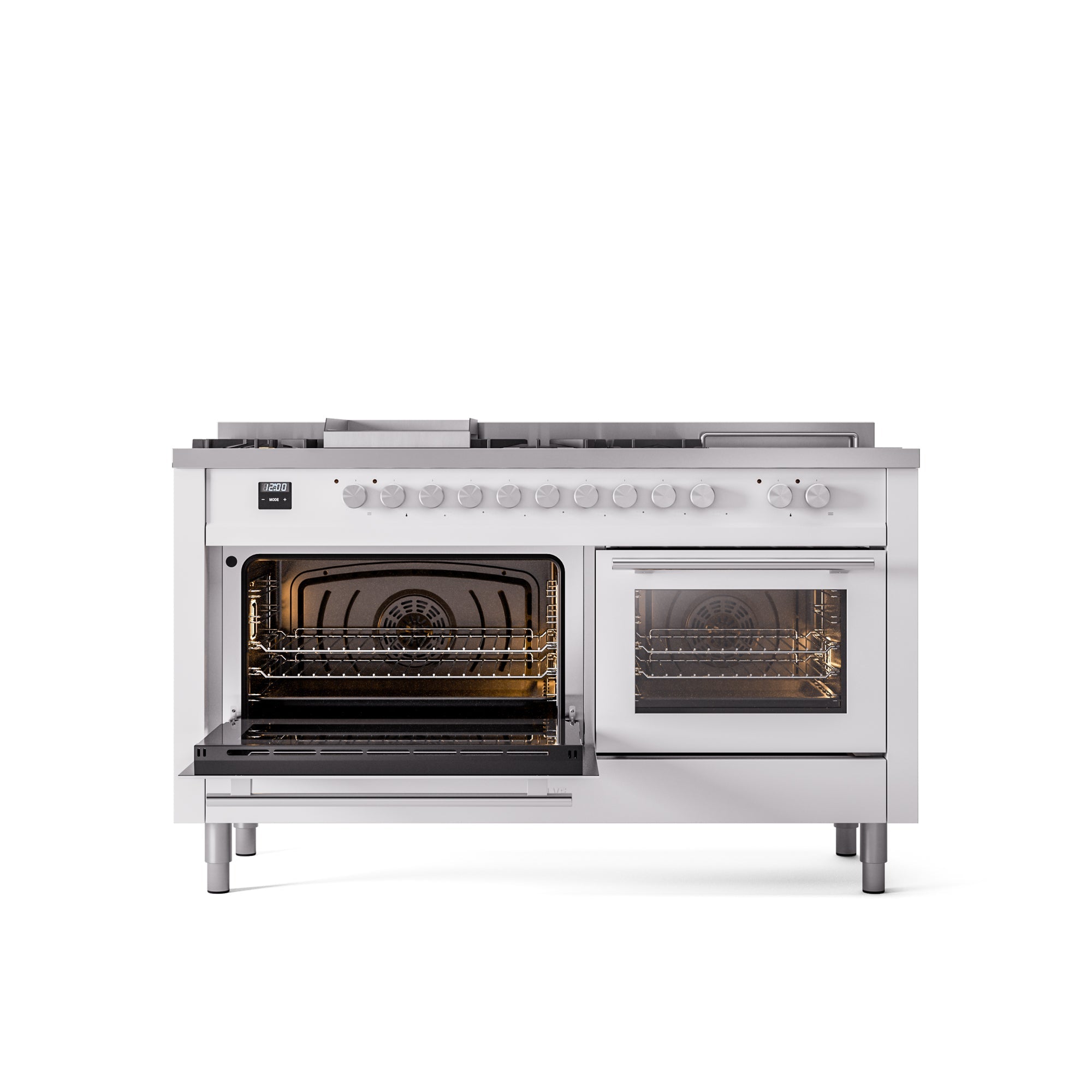 ILVE Professional Plus II 60 Inch Dual Fuel Freestanding Range in Stainless Steel with Trim UP60FSWMP
