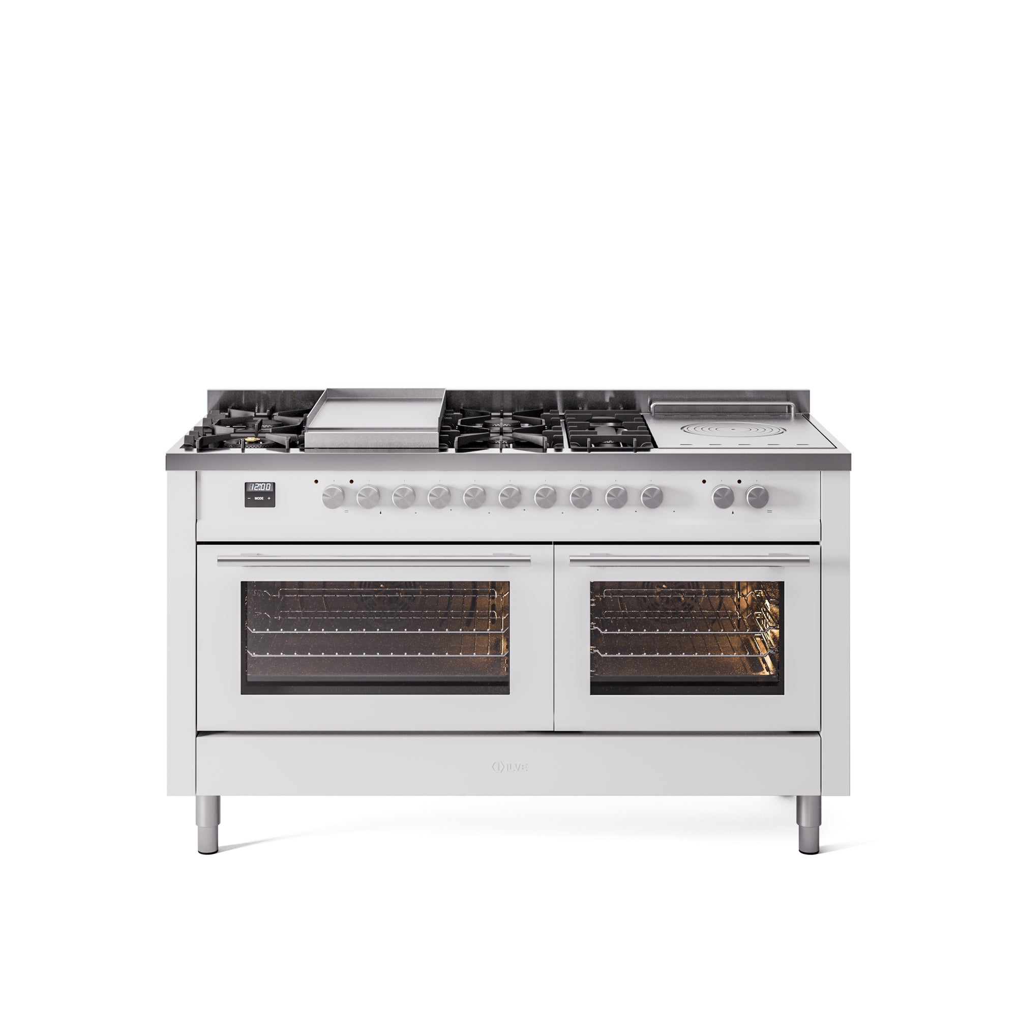 ILVE Professional Plus II 60 Inch Dual Fuel Freestanding Range in Stainless Steel with Trim UP60FSWMP
