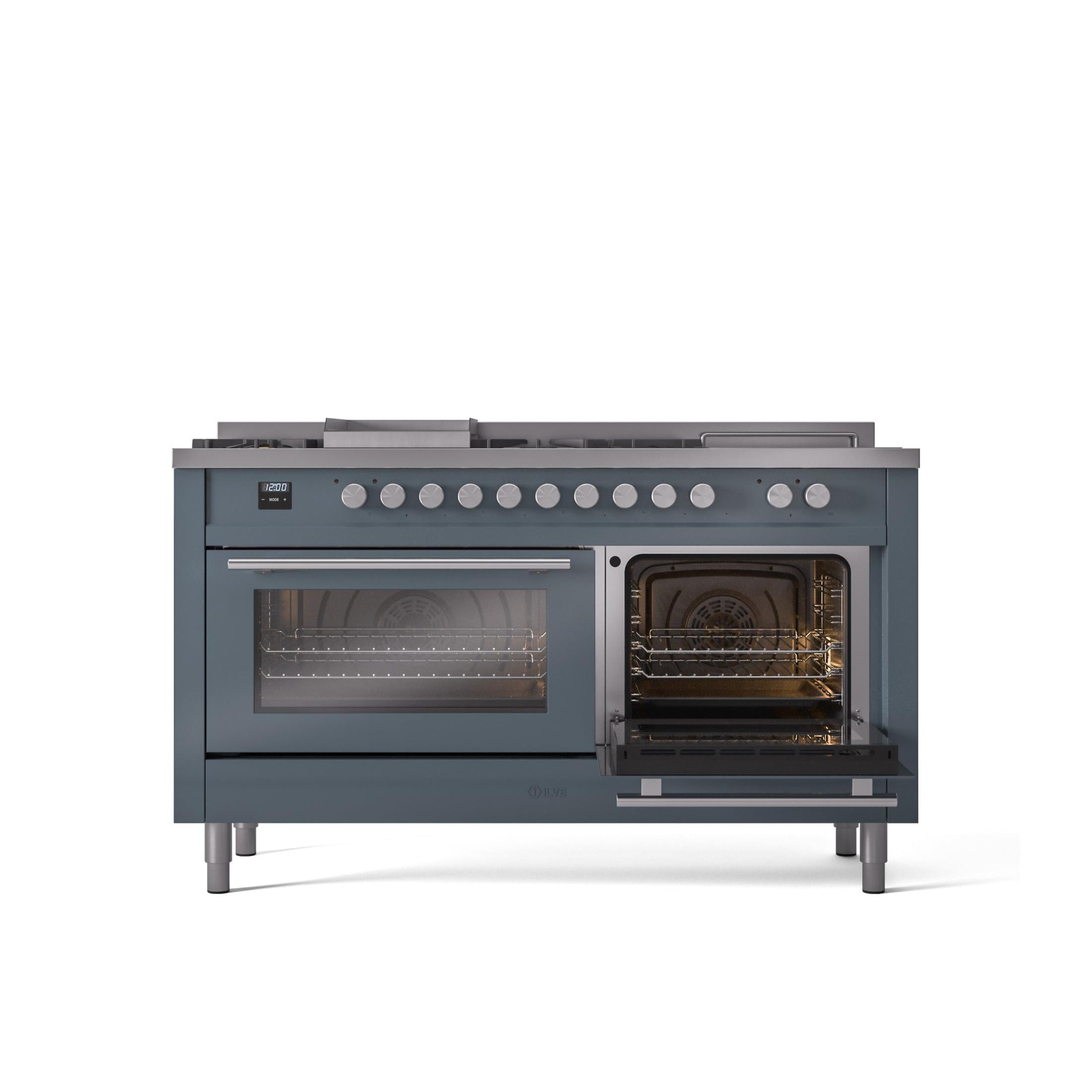 ILVE Professional Plus II 60 Inch Dual Fuel Freestanding Range in Stainless Steel with Trim UP60FSWMP