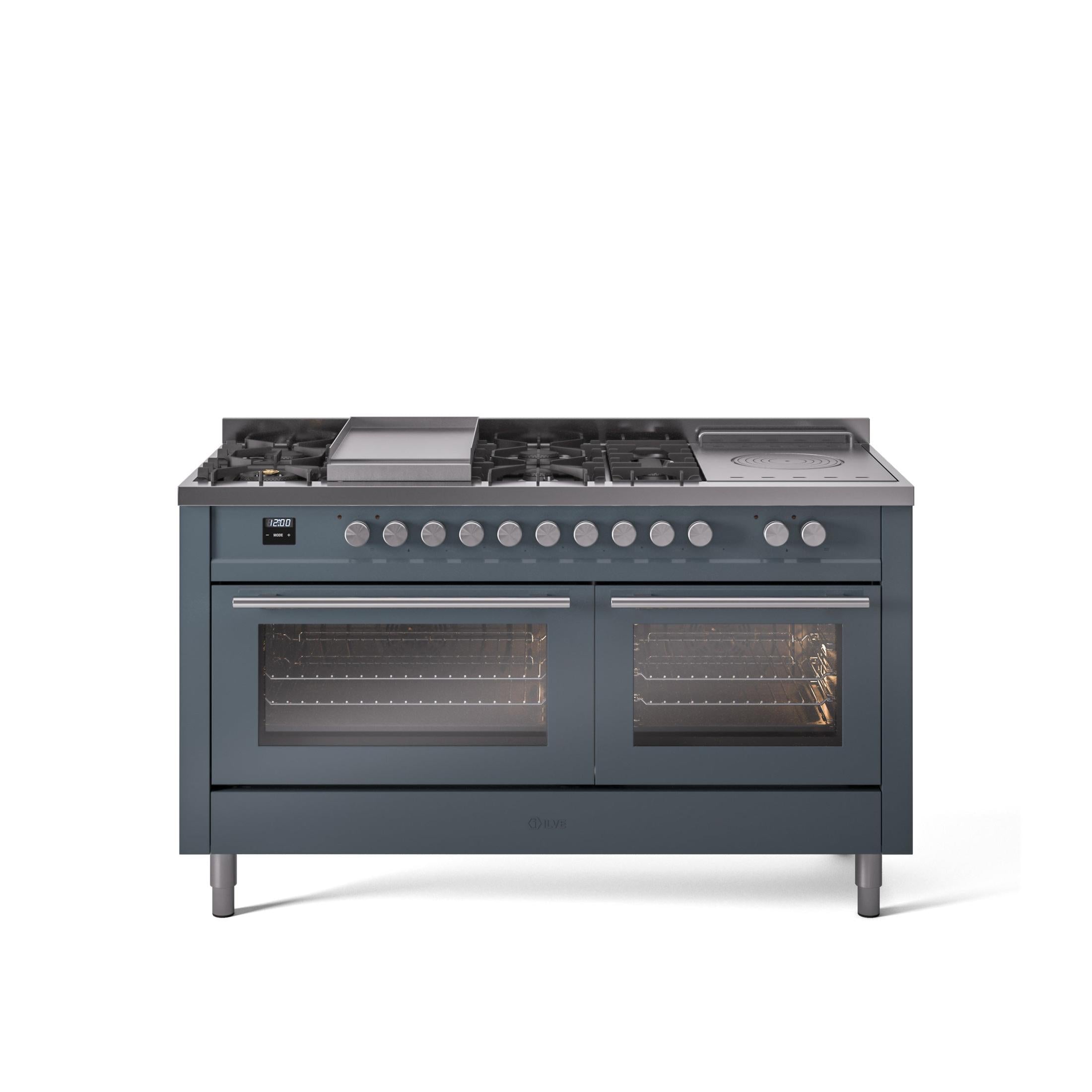 ILVE Professional Plus II 60 Inch Dual Fuel Freestanding Range in Stainless Steel with Trim UP60FSWMP