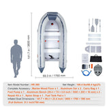 Inflatable 6-Person Emergency Dinghy Fishing Boat With Wood Floor And Aluminum Benches, 12FT