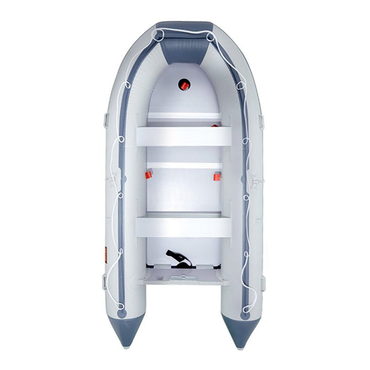 Inflatable 6-Person Emergency Dinghy Fishing Boat With Wood Floor And Aluminum Benches, 12FT