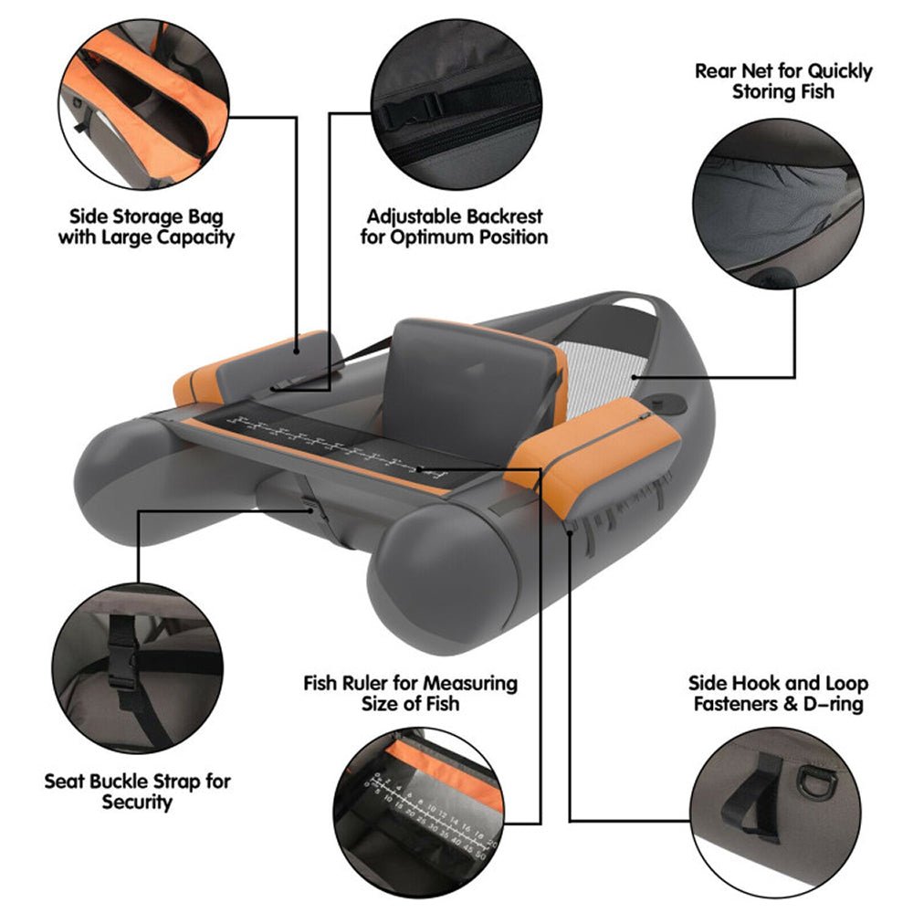 Inflatable Fishing Float Tube Boat With Pump & Fish Measure Ruler, 4.5FT (98736425)