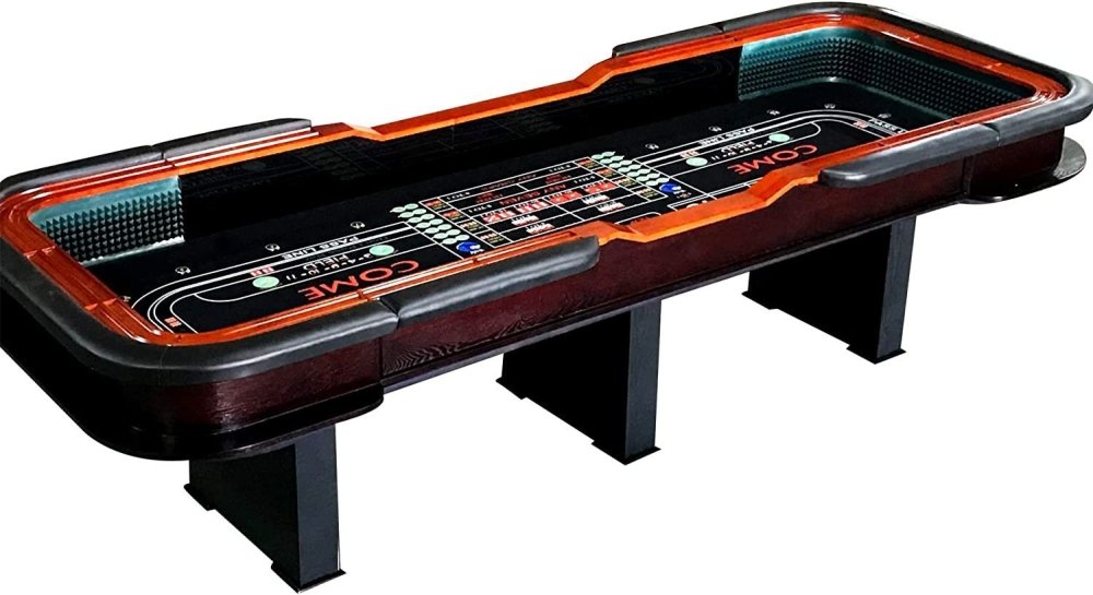 INO Premium Black Casino-Grade Deluxe Craps Dice Table With Diamond Rubber Bumper, 12FT (93816472)